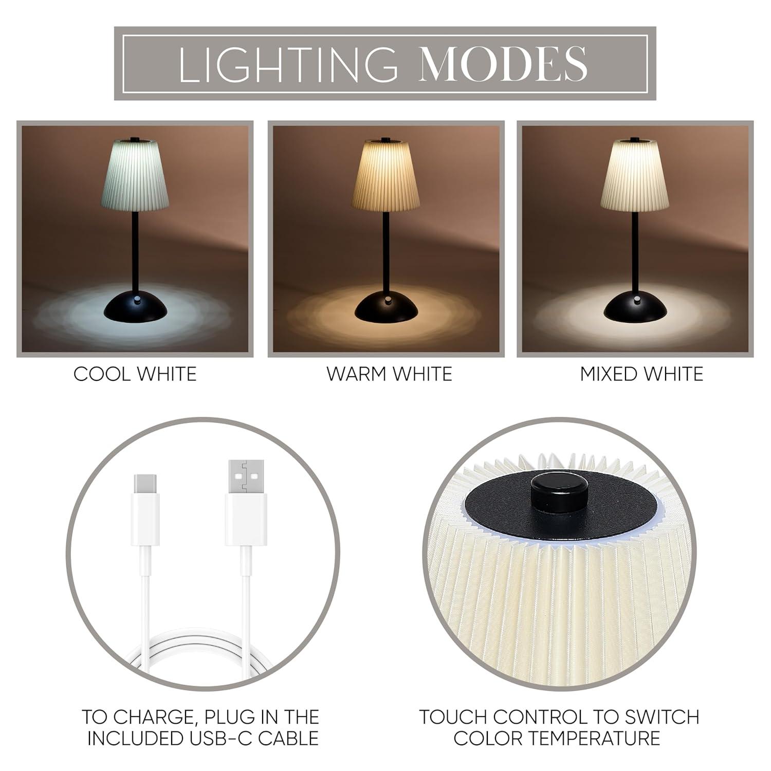 Camden Reed Table Lamp, Desk lamp, 3 Different Lighting Modes, Modern Minimal Design for Dinner/Coffee Table/Restaurant/Bedroom, Bell Black