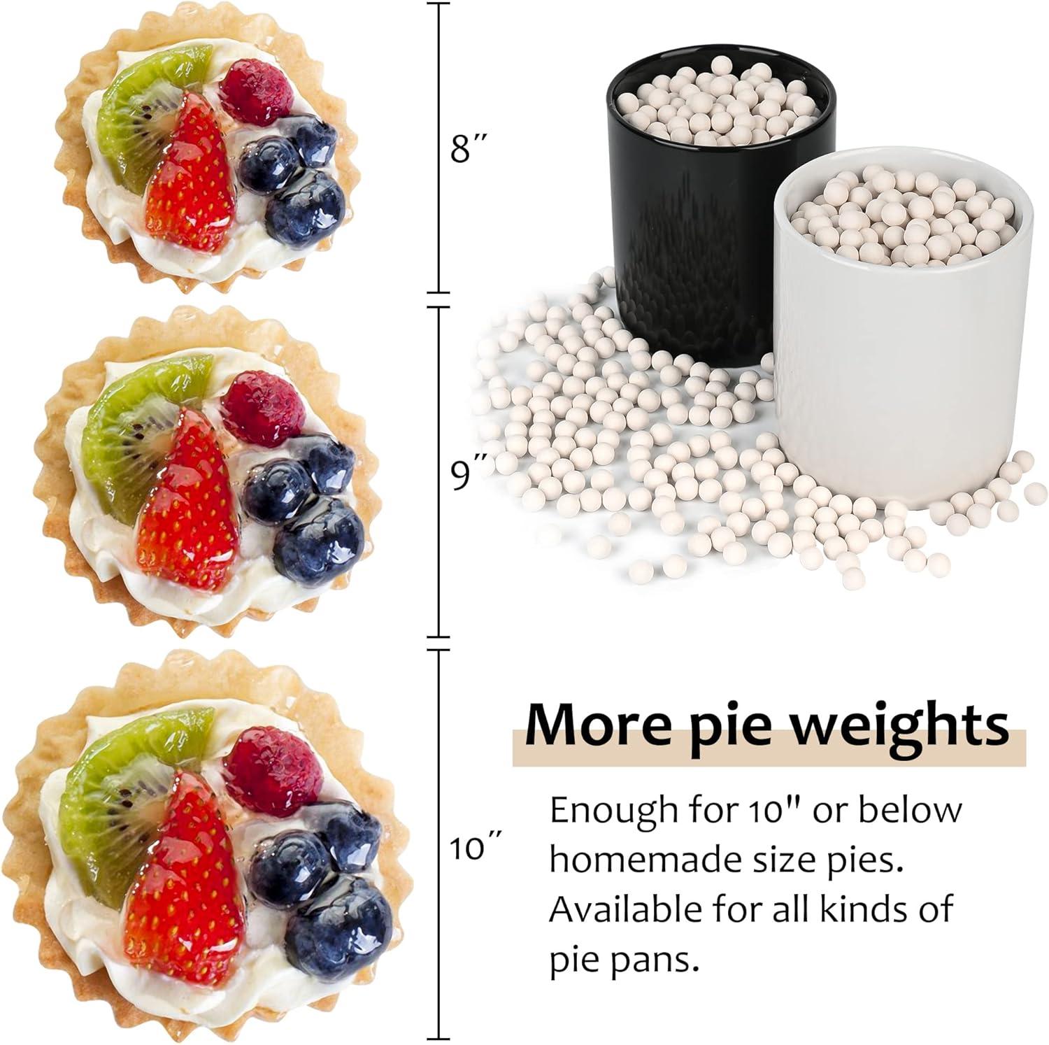 White Ceramic Pie Weights with Bamboo Lid Jar