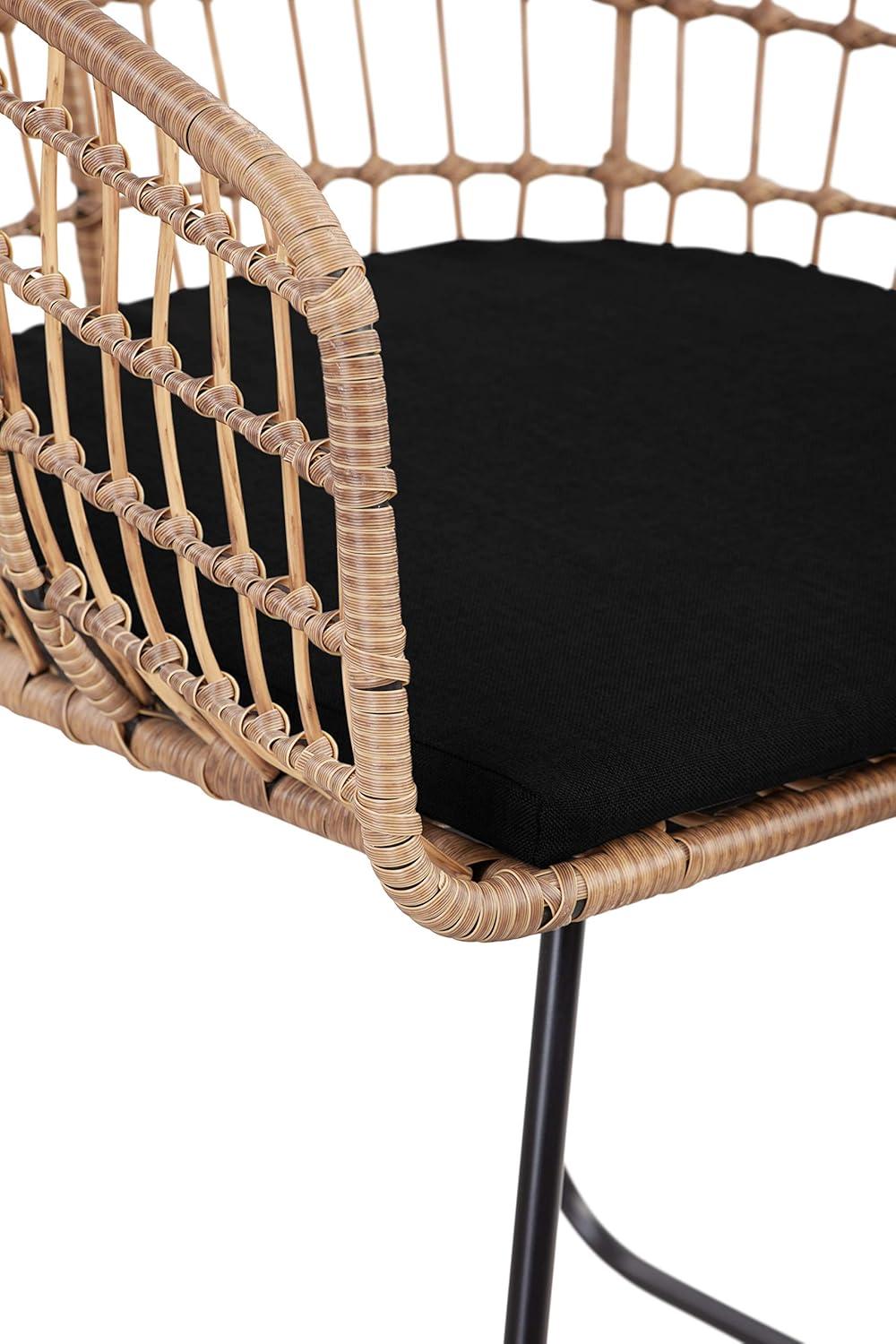 Tommy Hilfiger Graham Rattan Dining Chair with Seat Cushion, Woven Wicker, Boho Lounge Furniture