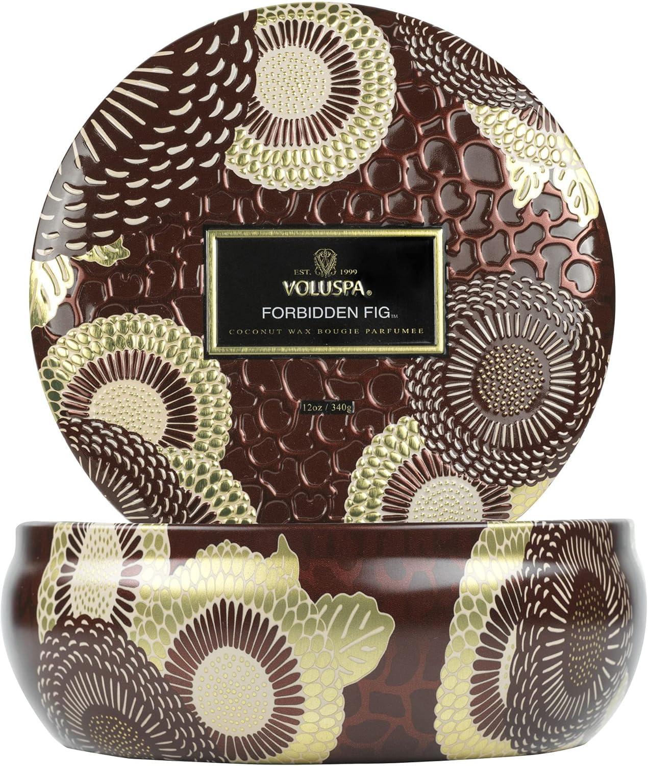 Voluspa 271576 12 oz 3 Wick Decorative Tin Candle - Forbidden Fig