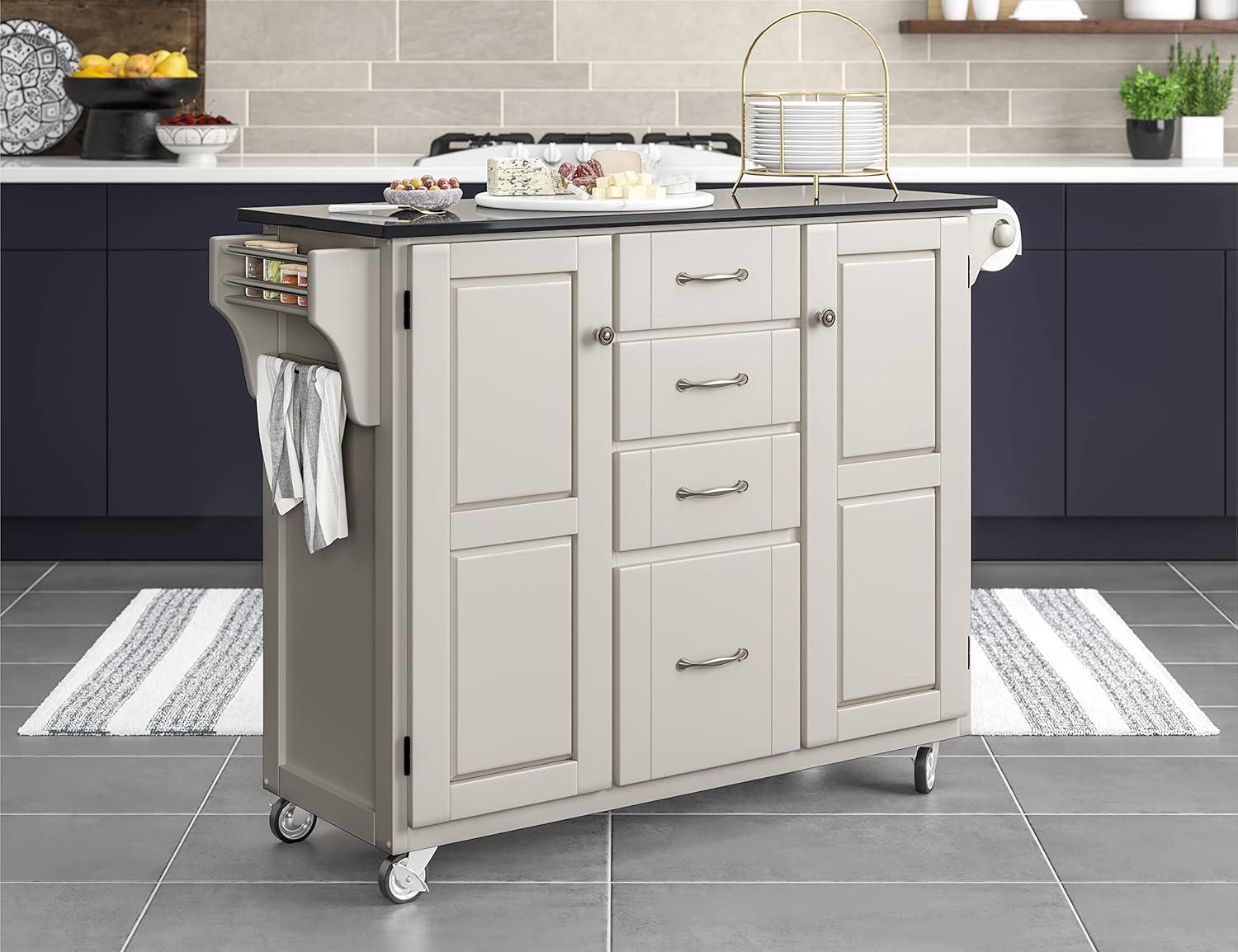 Homestyles Create-a-Cart Wood Rolling Kitchen Cart in Off White