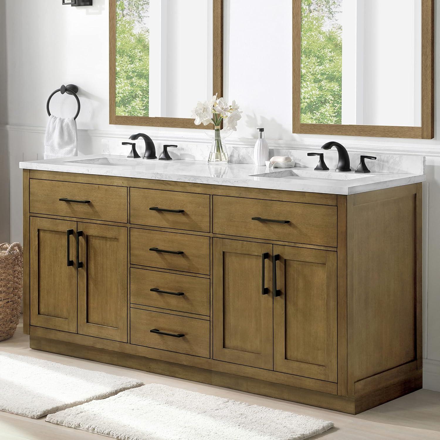 OVE Decors Athea 72 in. W Bath Vanity with Premium Countertop and Power Bar
