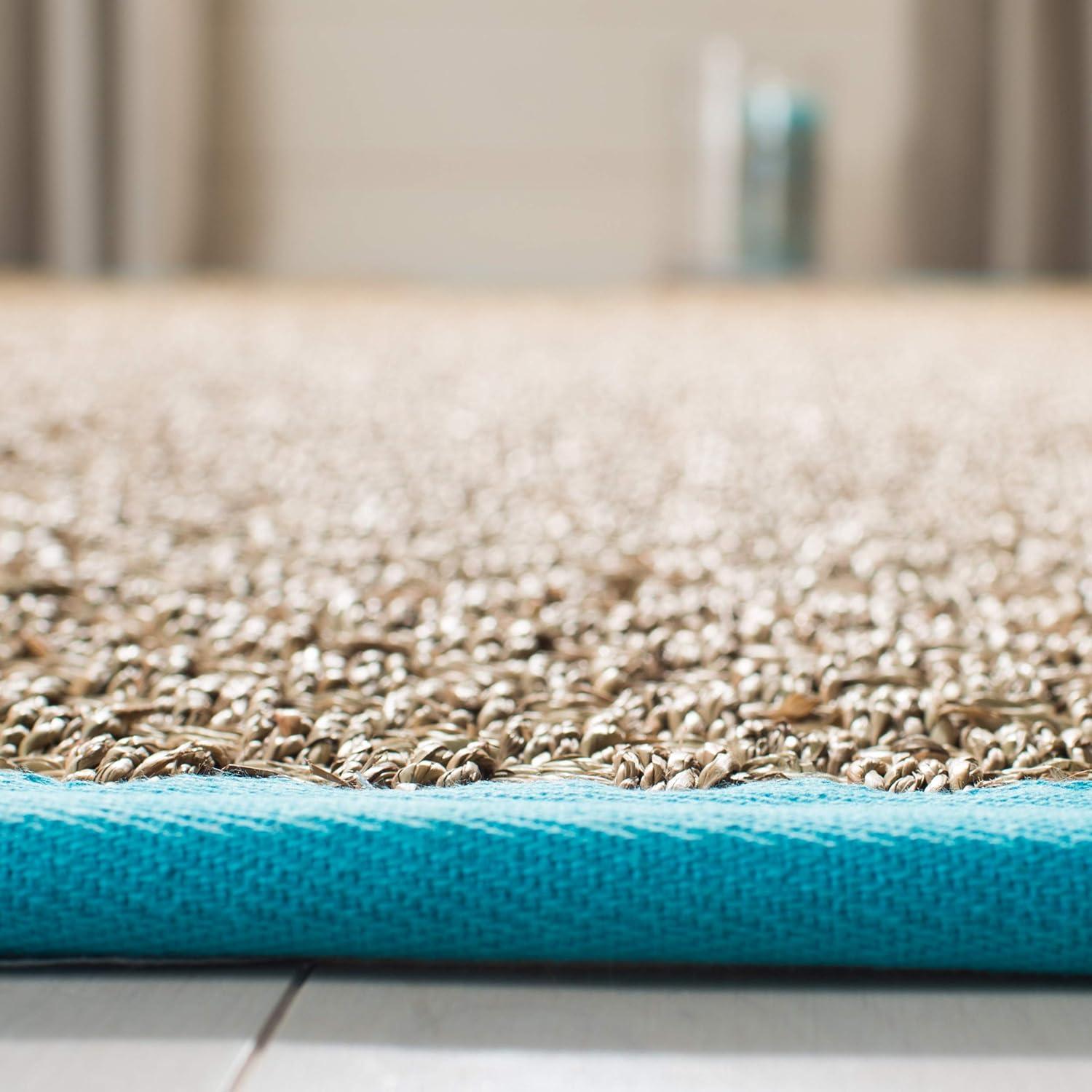 Natural Fiber NF114 Power Loomed Area Rug - Natural/Turquoise - 8'x10' - Safavieh.