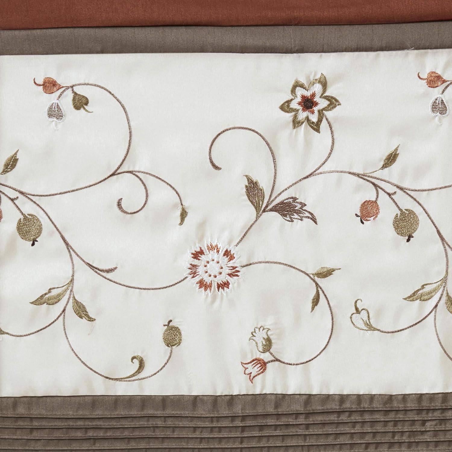 Serene Floral Embroidered 50'' W Window Valance