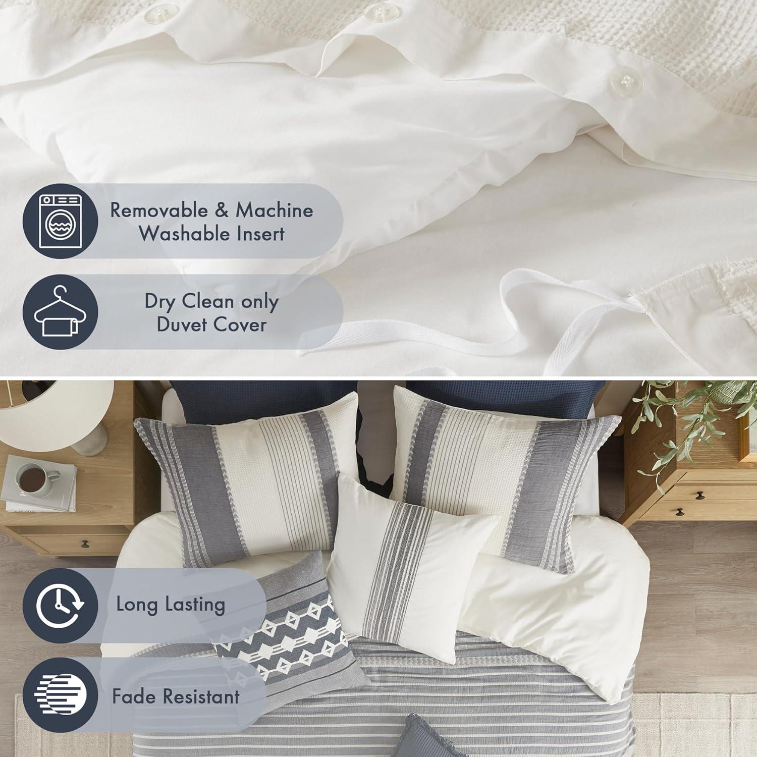 Murphy Oversized Cotton Jacquard Comforter Set With Euro Shams And Throw Pillows