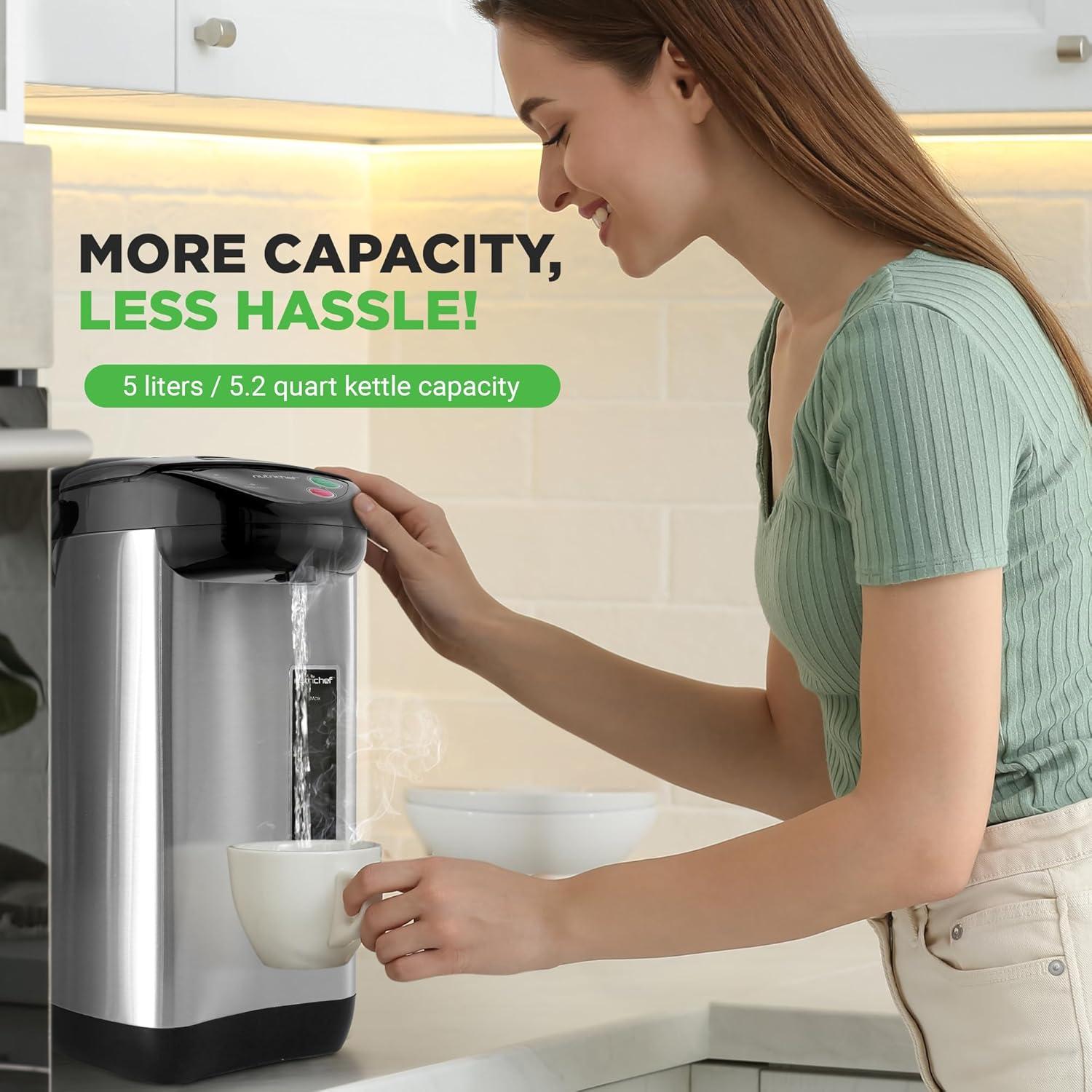 NutriChef 5 Qt Stainless Steel Electric Water Boiler & Warmer, PKWK63