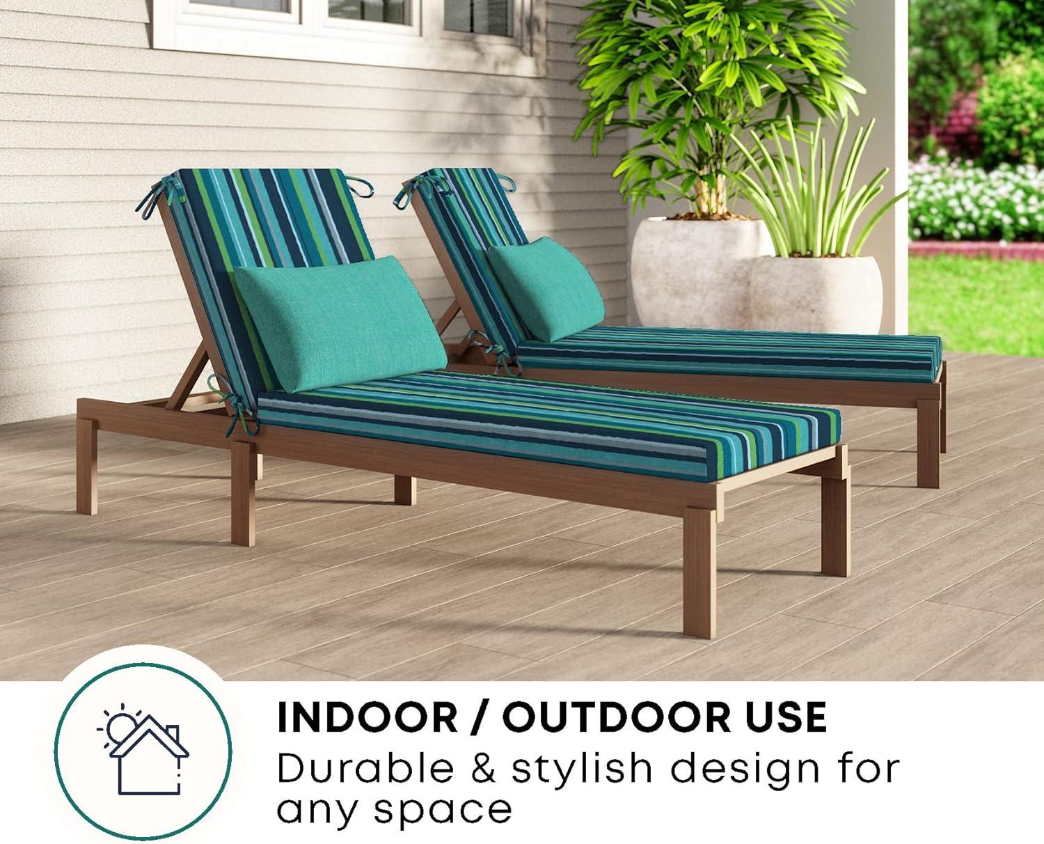 Honeycomb Outdoor Chaise Lounge Cushion - Stripe Poolside