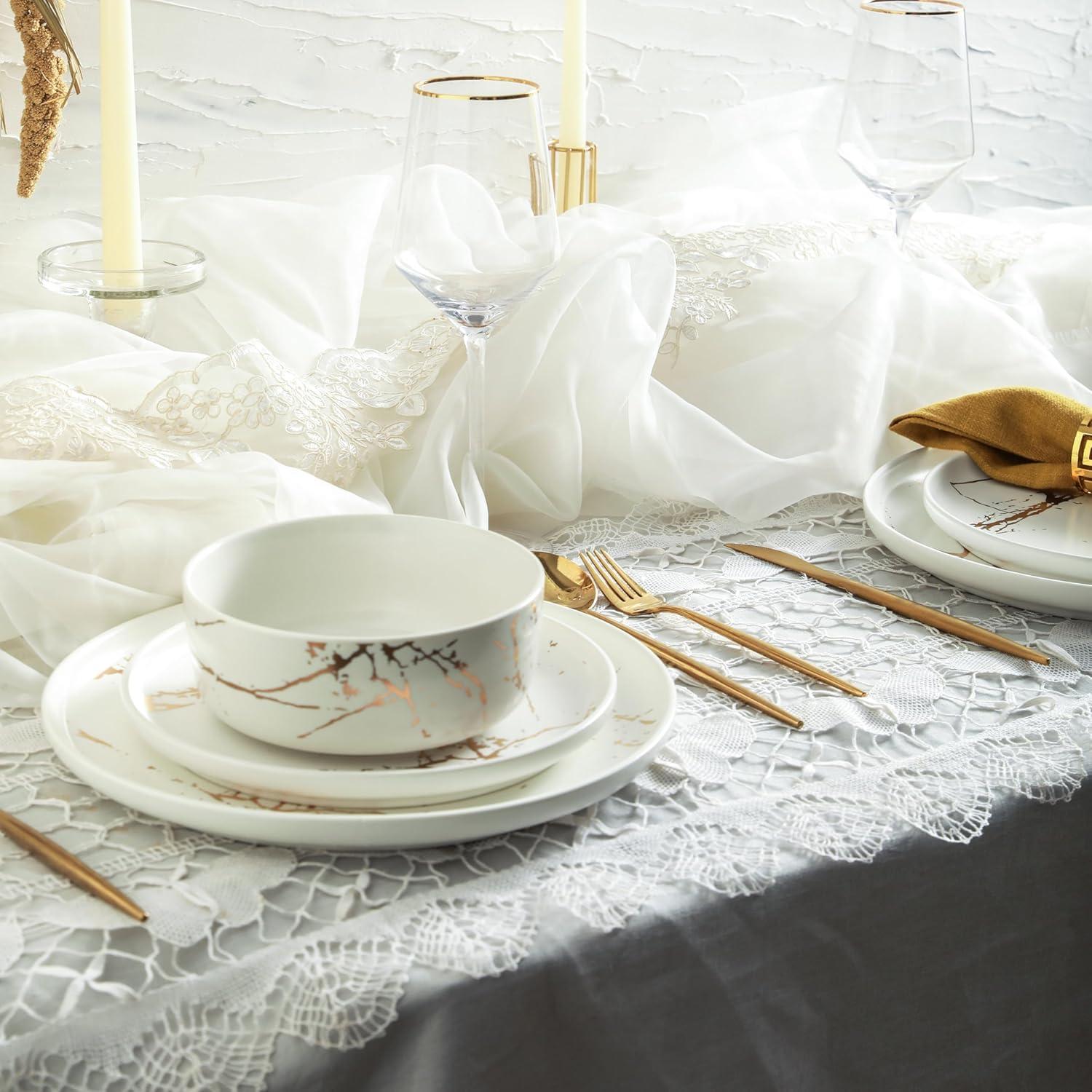 Stone Lain Zora 32-Piece Porcelain Dinnerware Set, Service for 8, White