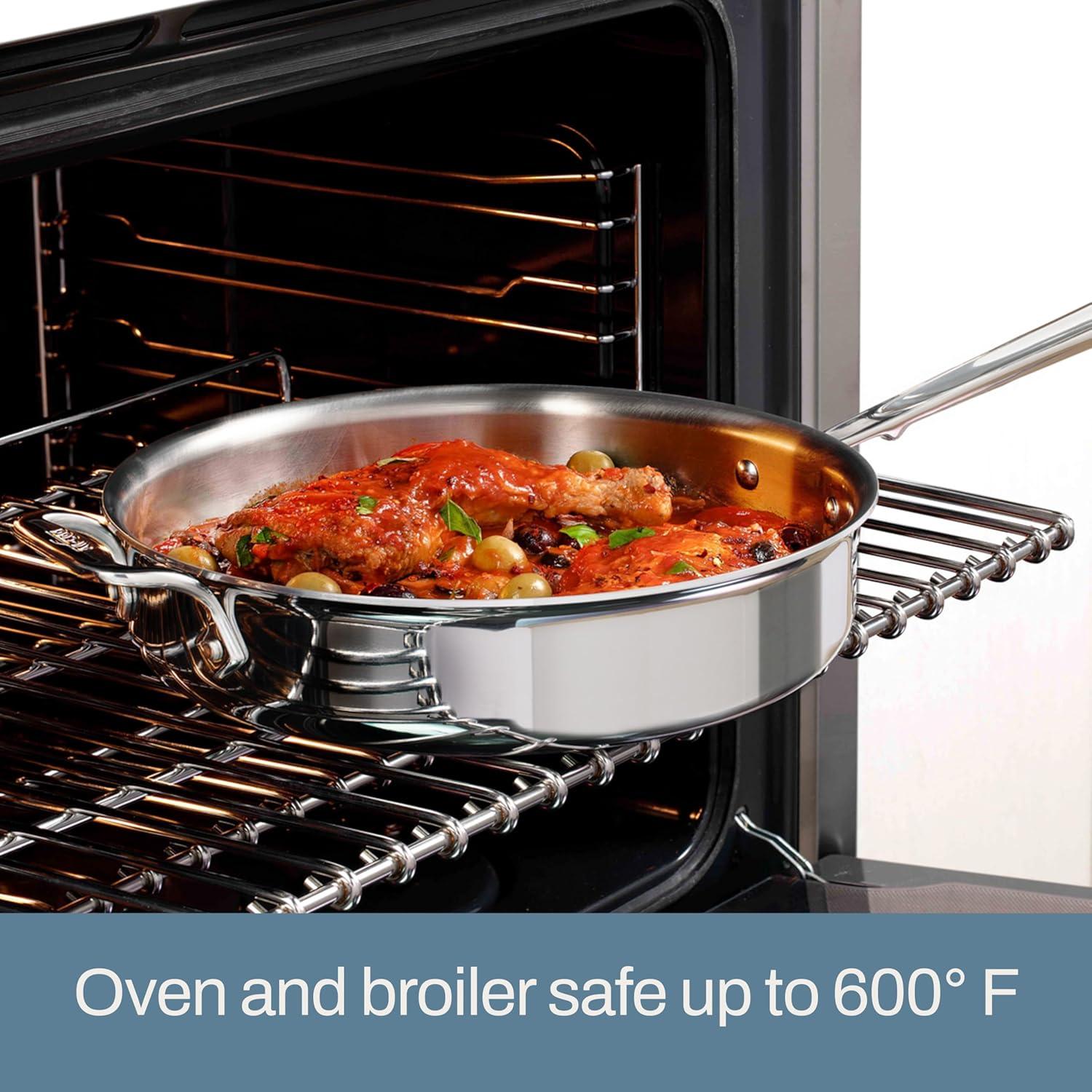 All-Clad D3 Stainless 3-ply Bonded Cookware, Saute Pan with lid, 4 quart