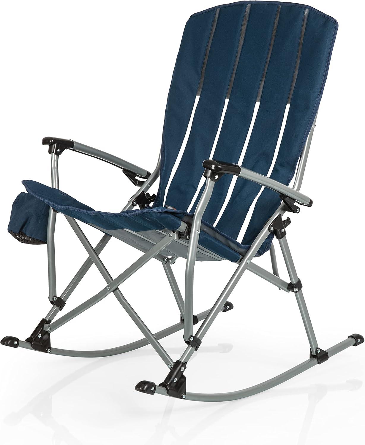 Picnic Time Outdoor Rocking Camp Chair - Navy Blue