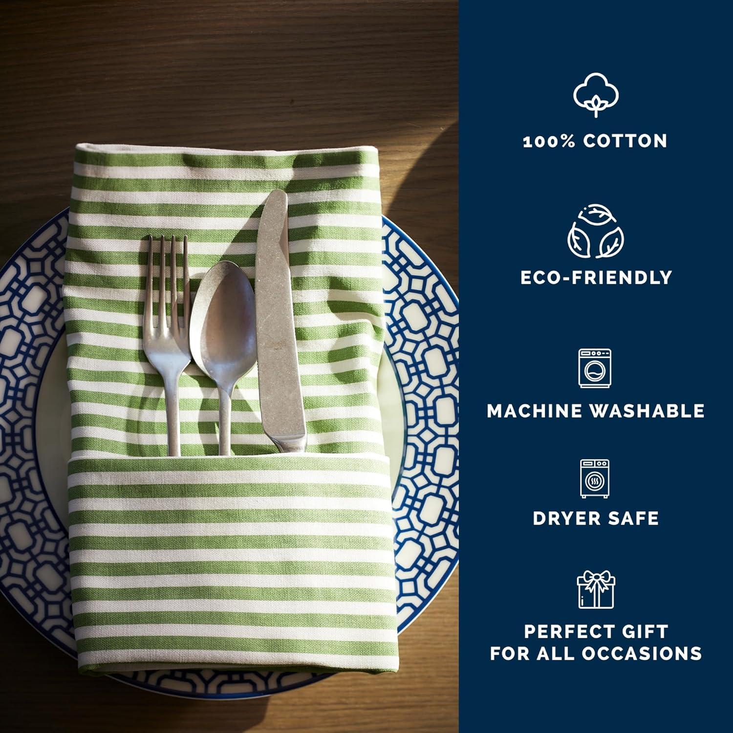 Pinstripe 100% Cotton Striped Square Napkin (Set of 4)