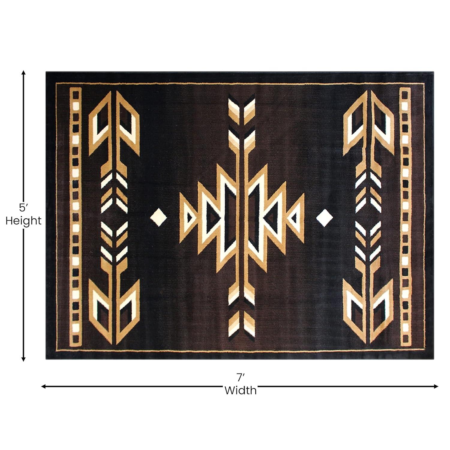 Flash Furniture Amado Rectangular Southwestern Black, Beige, Brown Area Rug, 5' x 7'