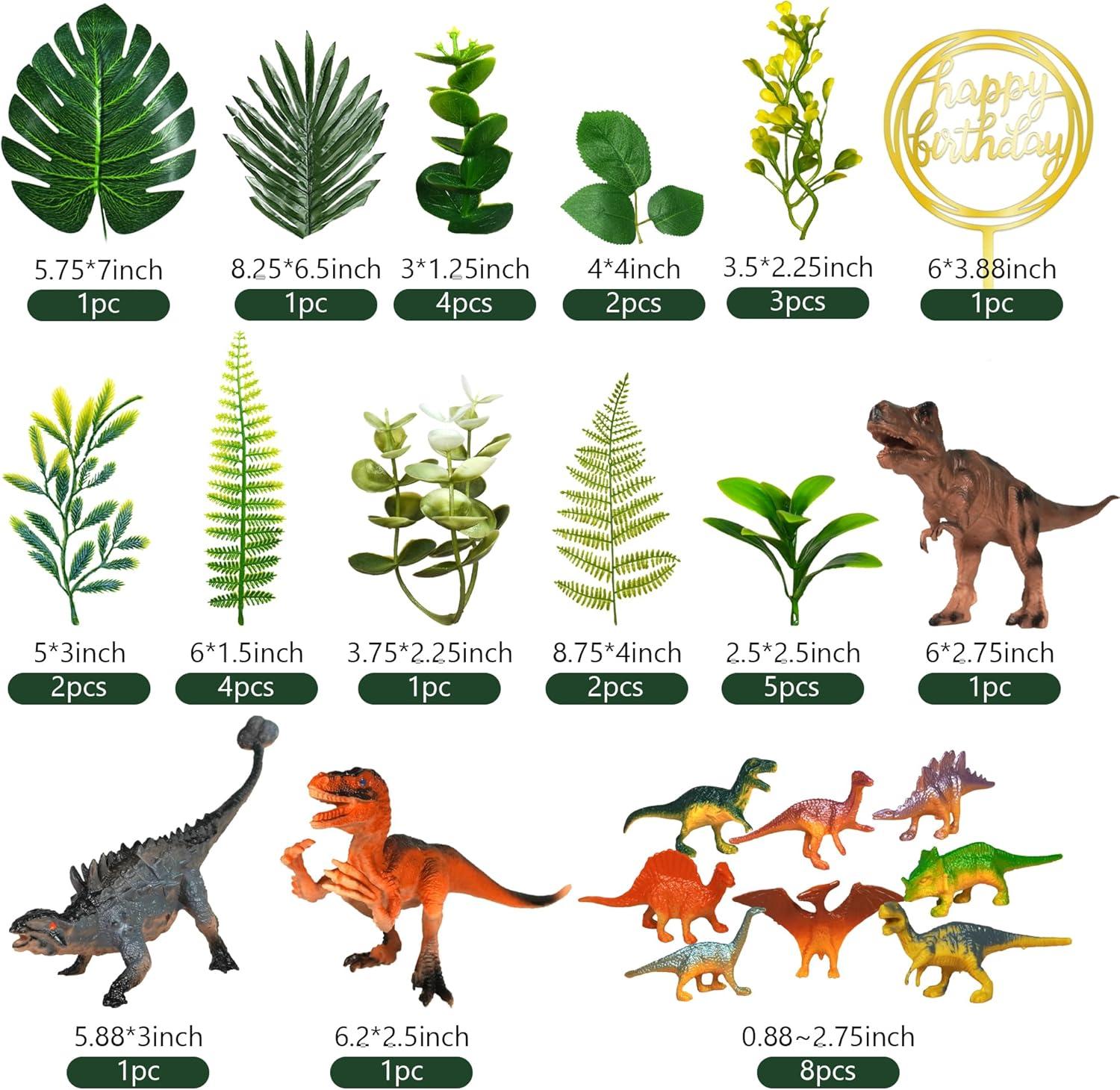 Dinosaur Cake Toppers Dinosaur Toy Artificial Plants Grass Cake Decorations for Boy Girl Kid Birthday Baby Shower Dinosaur Theme Jungle Party Supplies (Style 2)