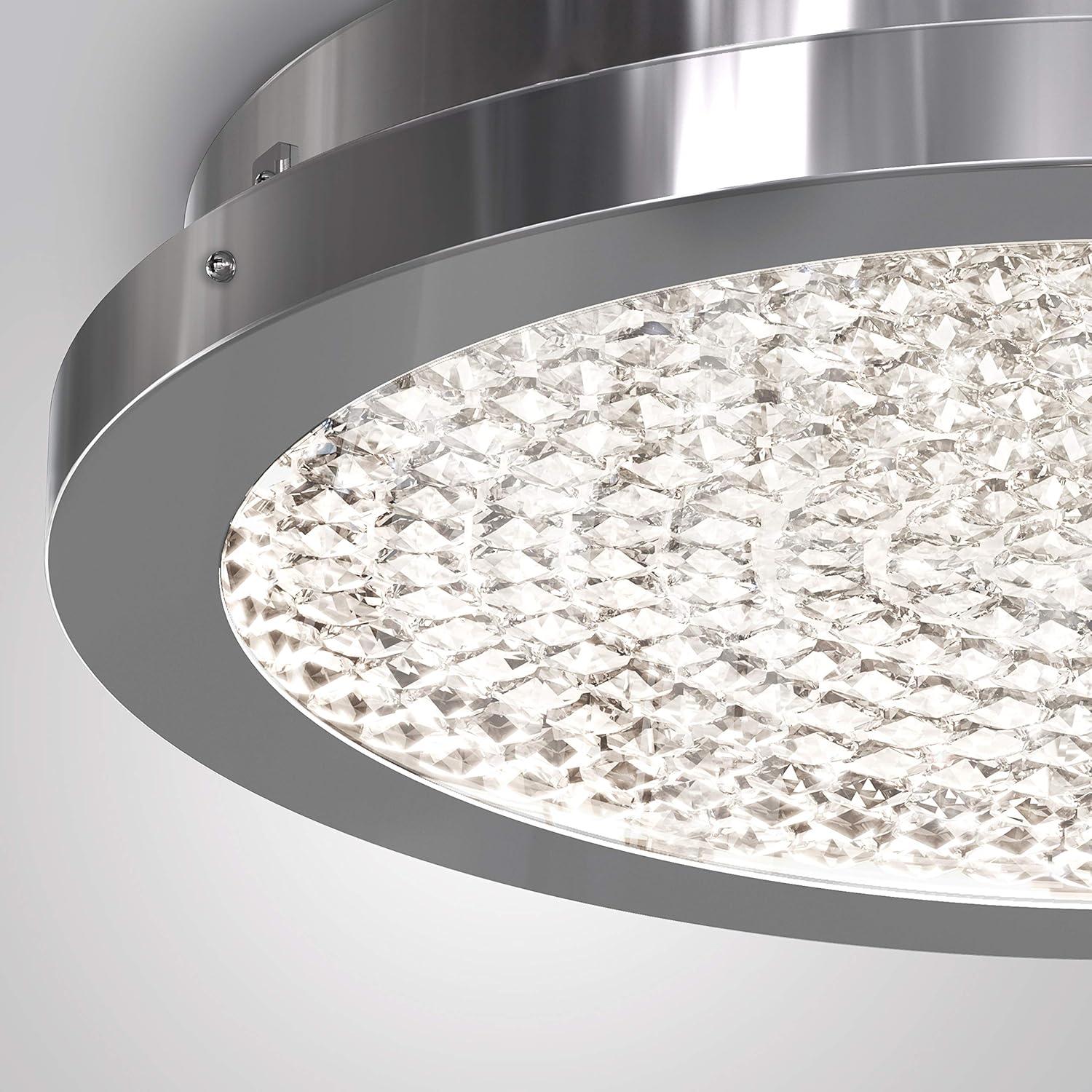 Chrome and Glass LED Flush Mount Ceiling Light