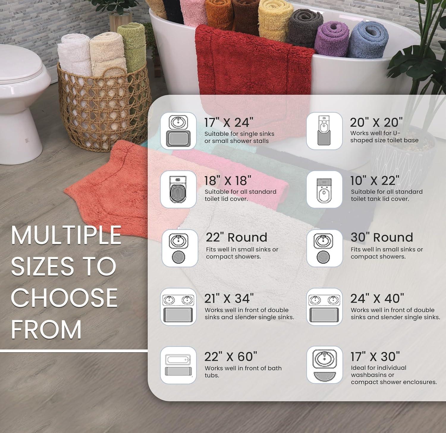 Home Weavers Waterford Collection 100% Cotton Tufted Bath Rug, Extra Soft and Absorbent Bath Rugs, Non-Slip Plush Bath Carpet, Machine Wash, Bath Mat for Bathroom, 30" Round, Terracotta