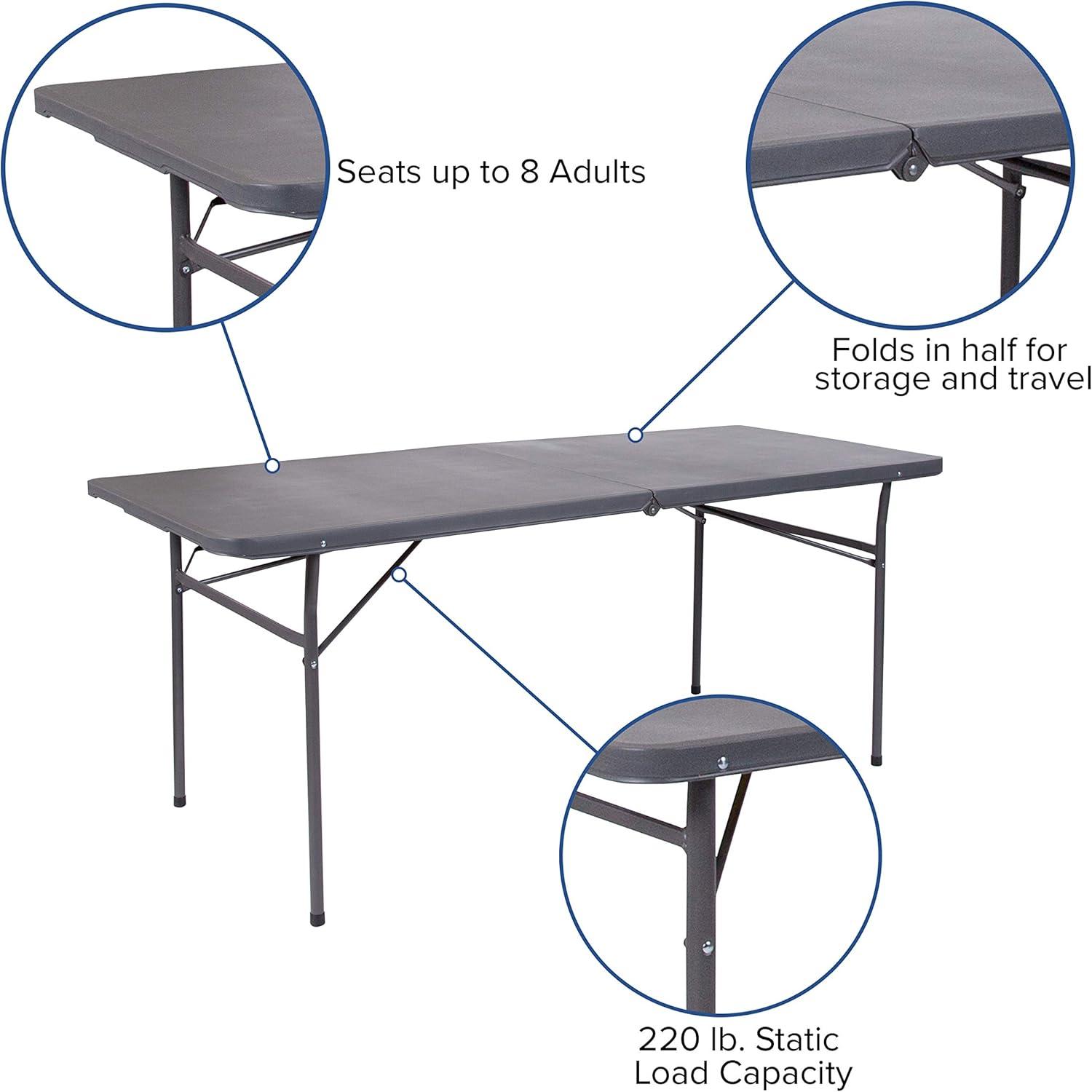 Flash Furniture 6-Foot Bi-Fold Plastic Banquet and Event Folding Table with Carrying Handle