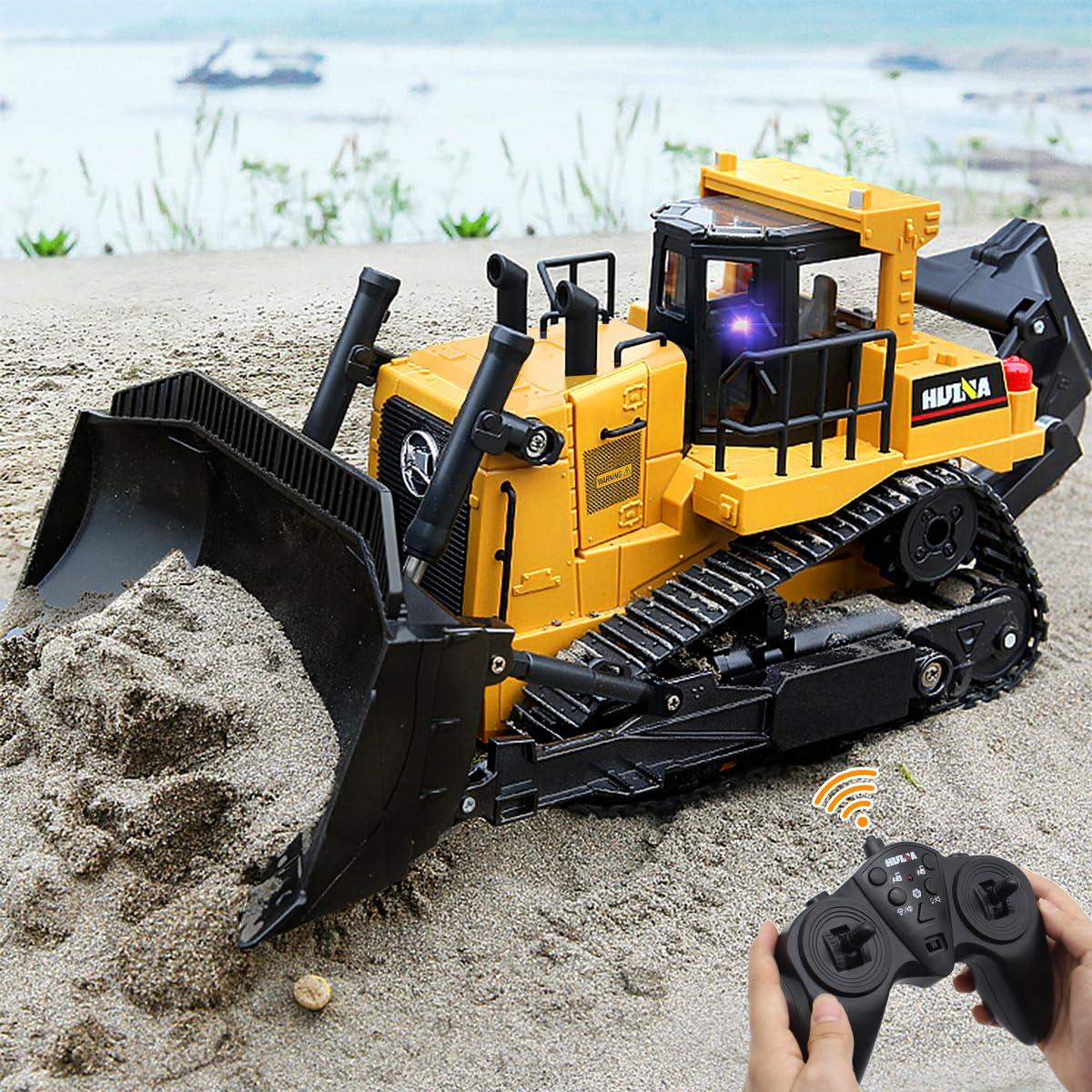 Fisca 1/16 Remote Control Bulldozer Toys for Kids, Children RC Dozer Front Loader Tractor Construction Vehicles