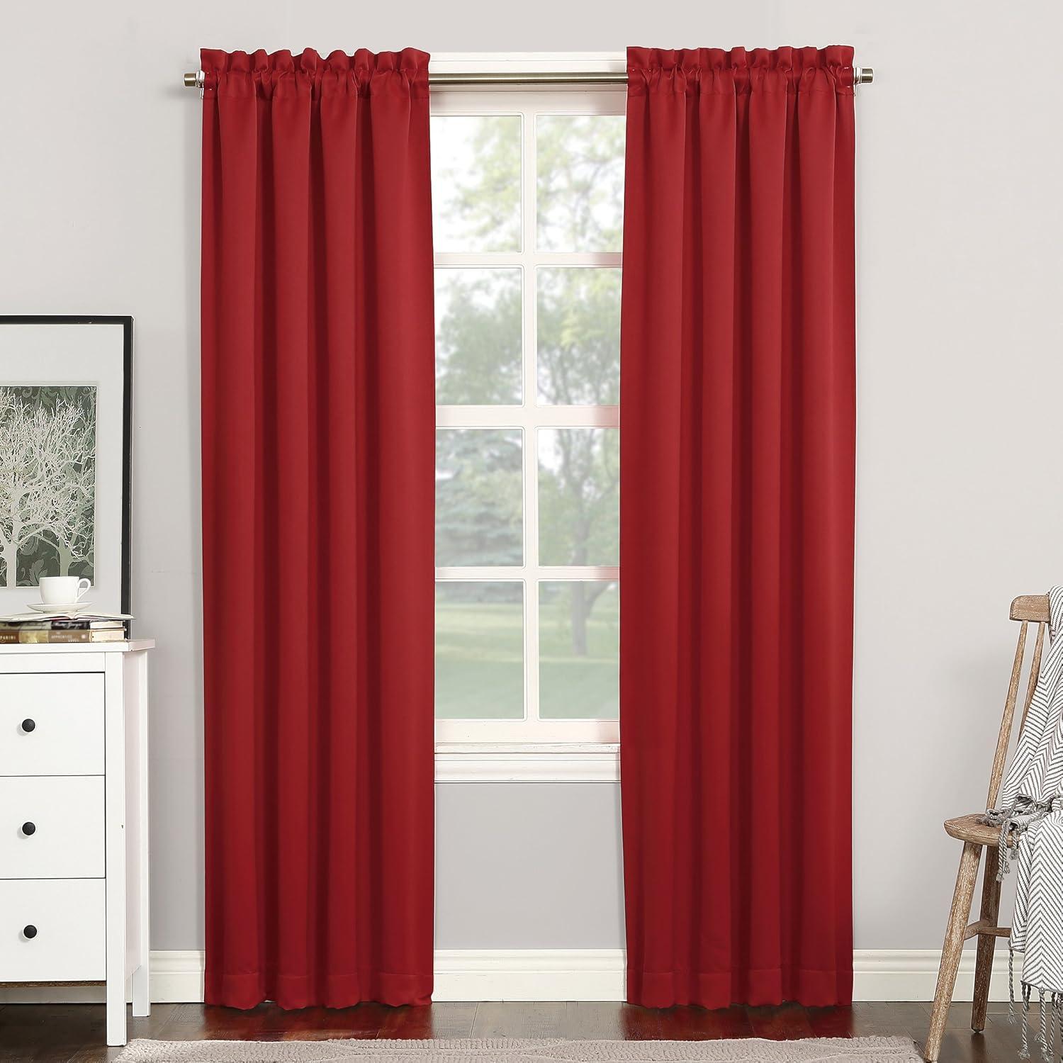 40"x84" Sun Zero Blackout Kenneth Energy Saving Rod Pocket Curtain Panel Red: Noise Reduction, Energy Efficient