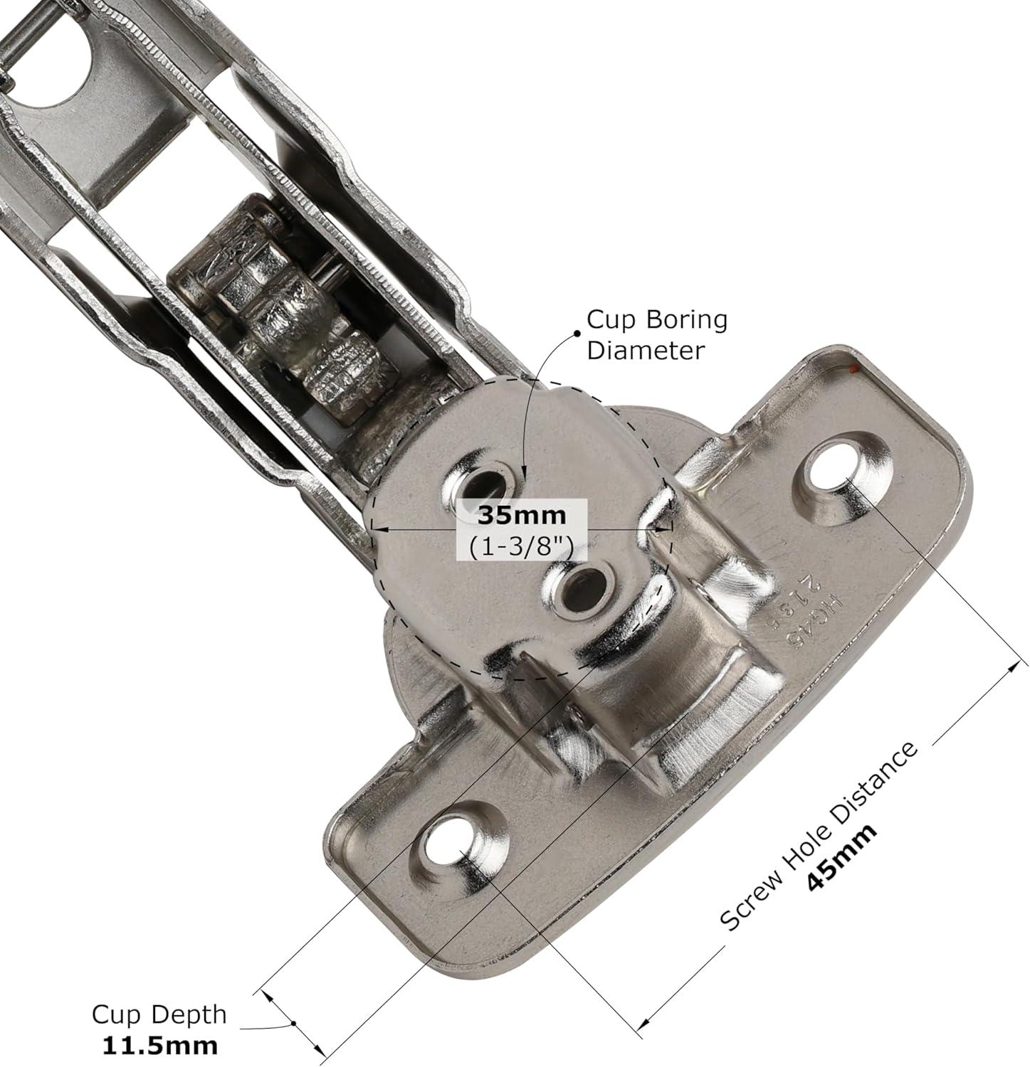 DTC Bi-Fold Corner, Lazy Susan Self Closing 135-Degree Kitchen Cabinet Door Hinge, Nickel Plated