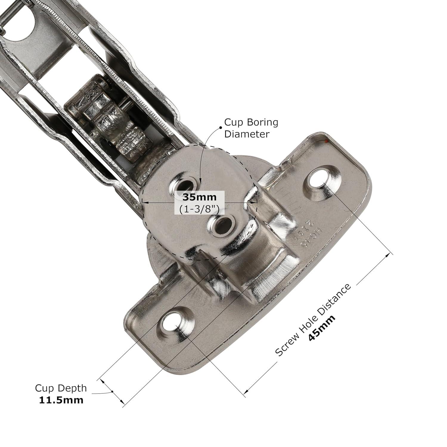 DTC Bi-Fold Corner, Lazy Susan Self Closing 135-Degree Kitchen Cabinet Door Hinge, Nickel Plated