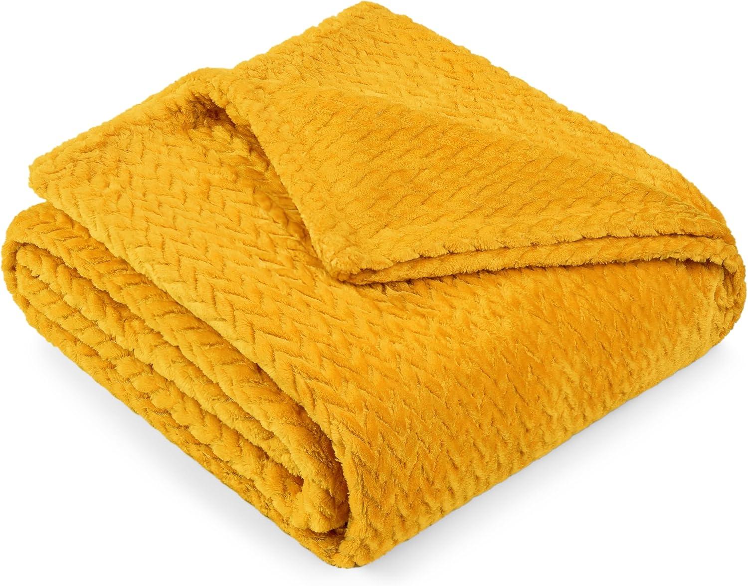 Mustard Yellow Twin Fleece Throw Blanket