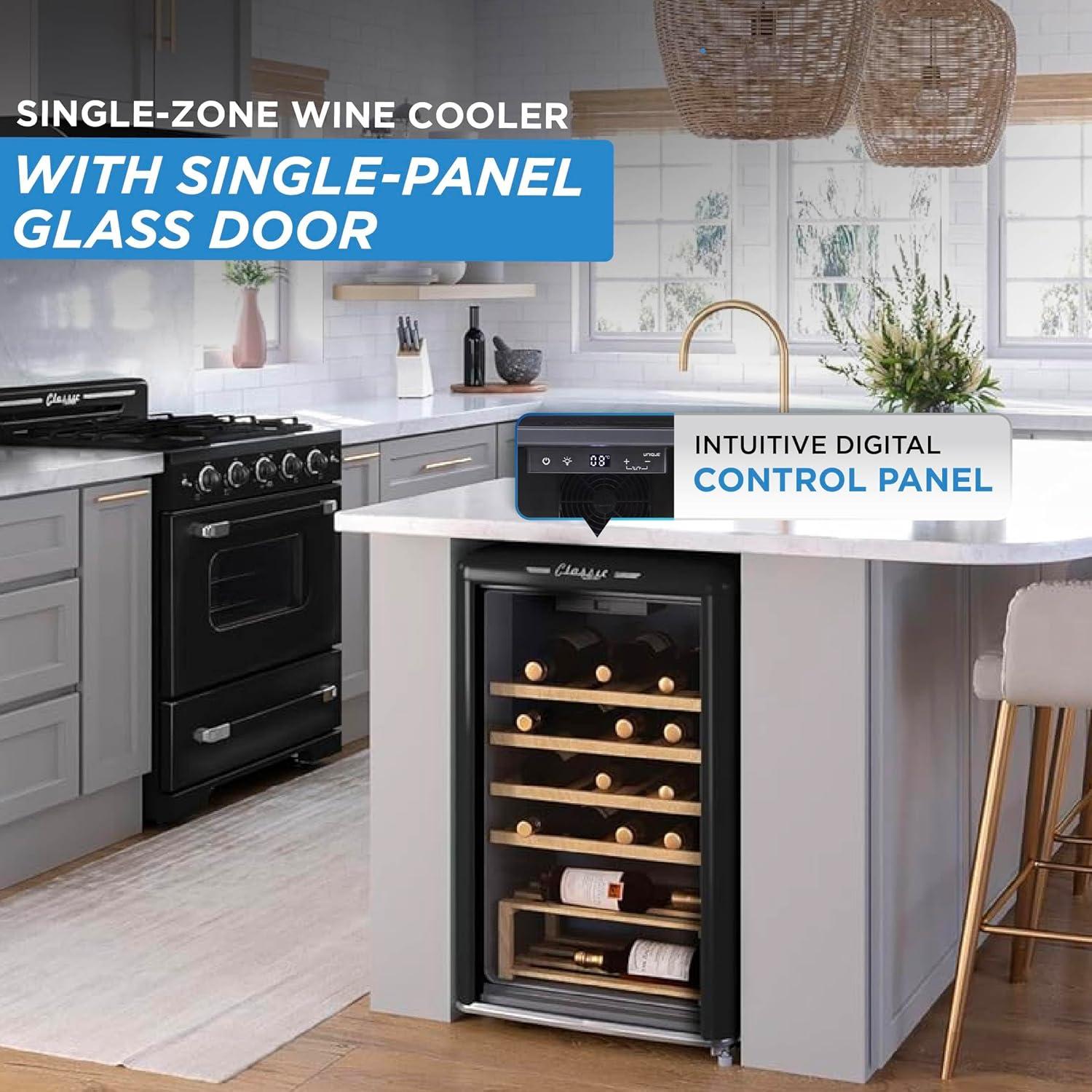 Unique Appliances Ugp-125Cr Wf Classic Retro 24" Wide 28 Bottle Capacity Free Standing