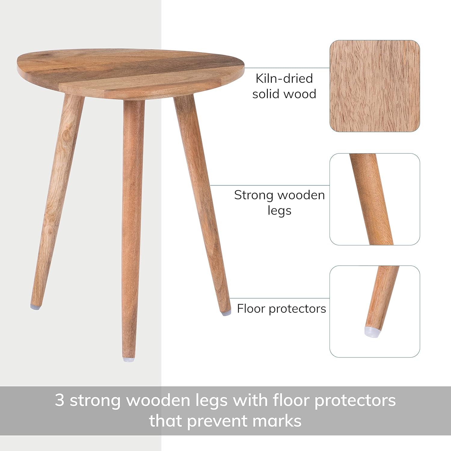 Tora End Table Solid Mango Wood (16 x 16 x 18) in Natural