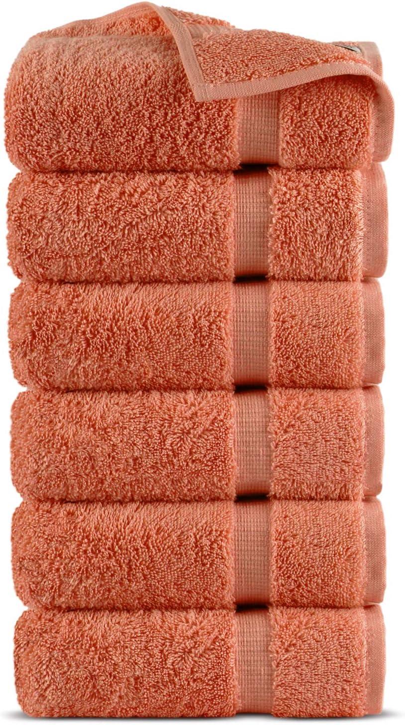 Dan River Juego de Toallas de 6 Piezas, Toalla de Baño de Algodón Suave de Secado Rápido para Gimnasio, Spa y Baño - Naranja