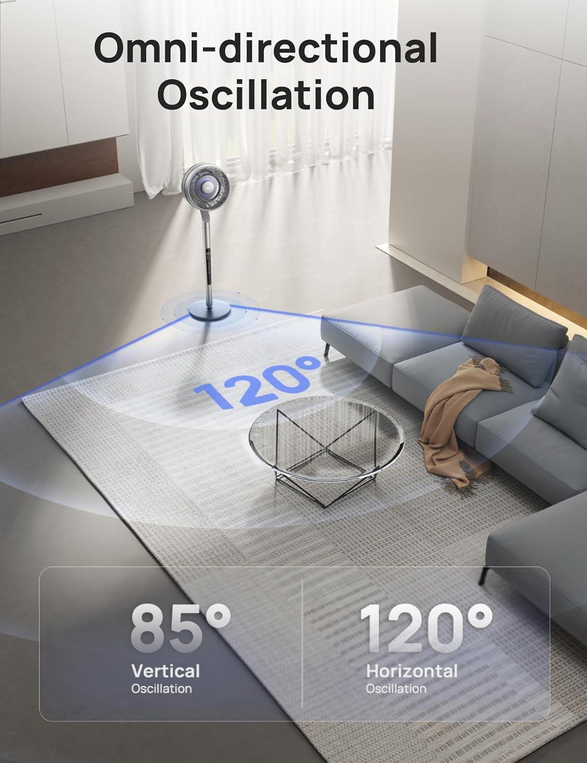 G & R PLUMBING ENTERPRISES, INC. Pedestal Fan with Smart Control, 40-44" Adjustable Height, DC Quiet Fans for Bedroom