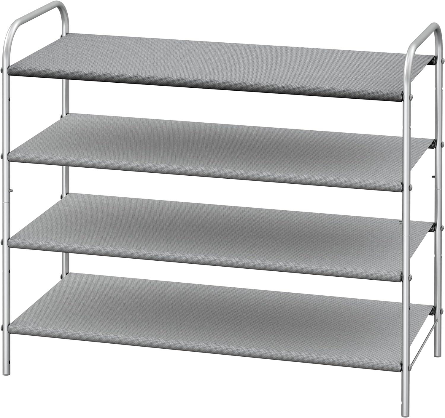 Gray 4-Tier Metal Shoe Rack Storage Organizer