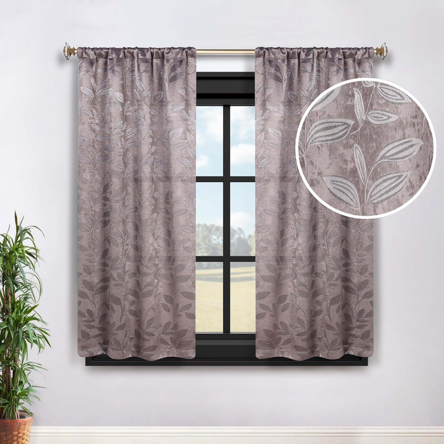 Superior Modern Bohemian Leaves Polyester Machine Washable Room Darkening Blackout Curtains by Superior (Set of 2)