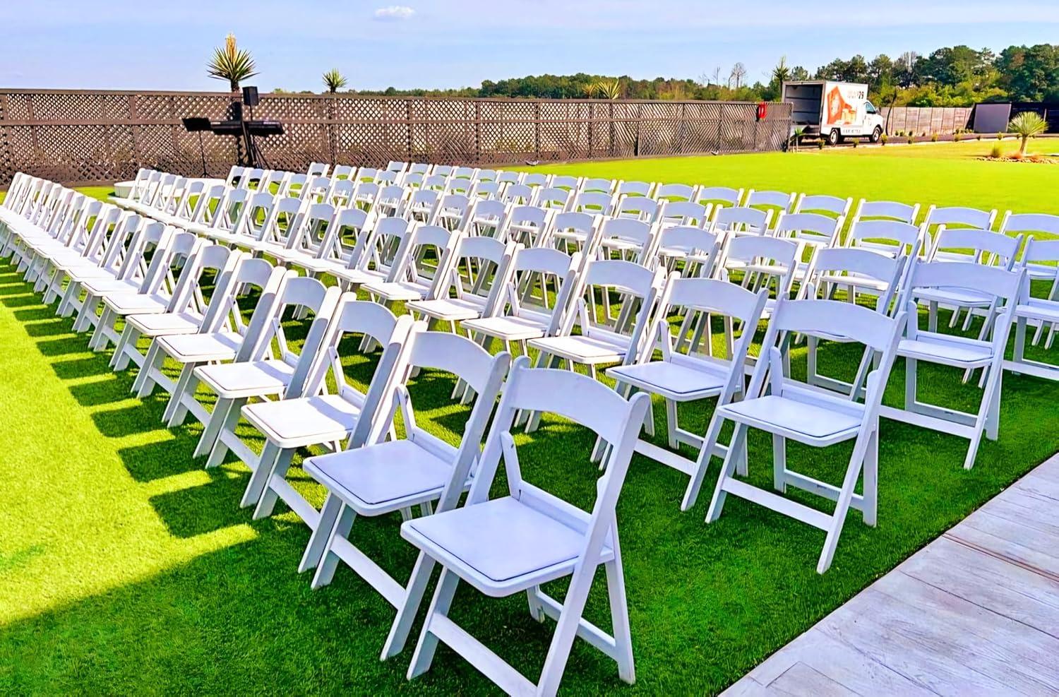 4 Pack Folding Chairs, Lightweight Resin Folding Chairs, Comfortable Event Chair Padded Seats Indoor Outdoor for Party Picnic School Wedding, White