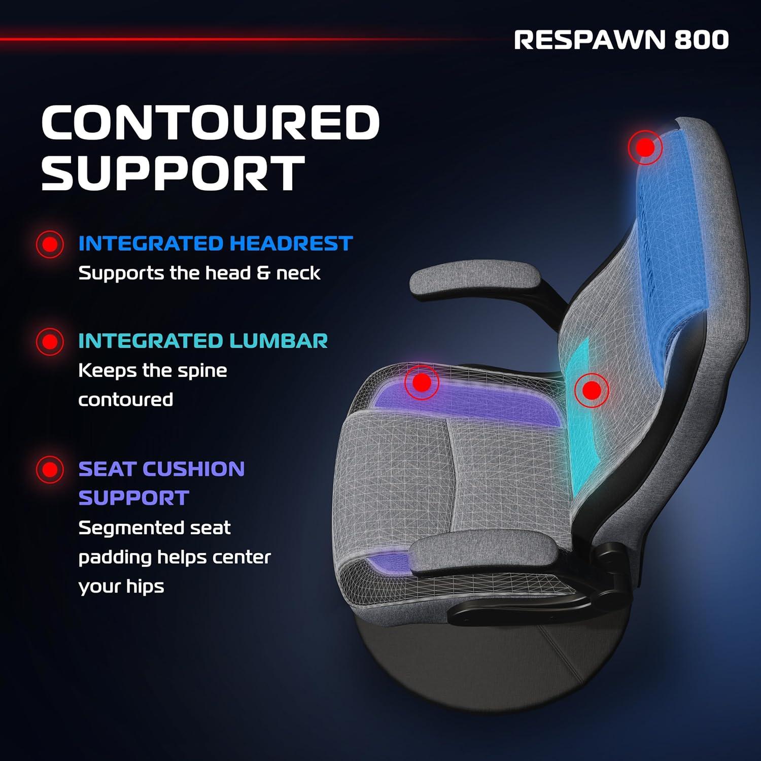 Respawn RESPAWN 800 Gaming Chair Floor, Swivel Rocker Gaming Chair, High Back Ergonomic Floor Gaming Chair for Kids and Adults, Gaming Recliner, Floor Rocker Chair with Armrests