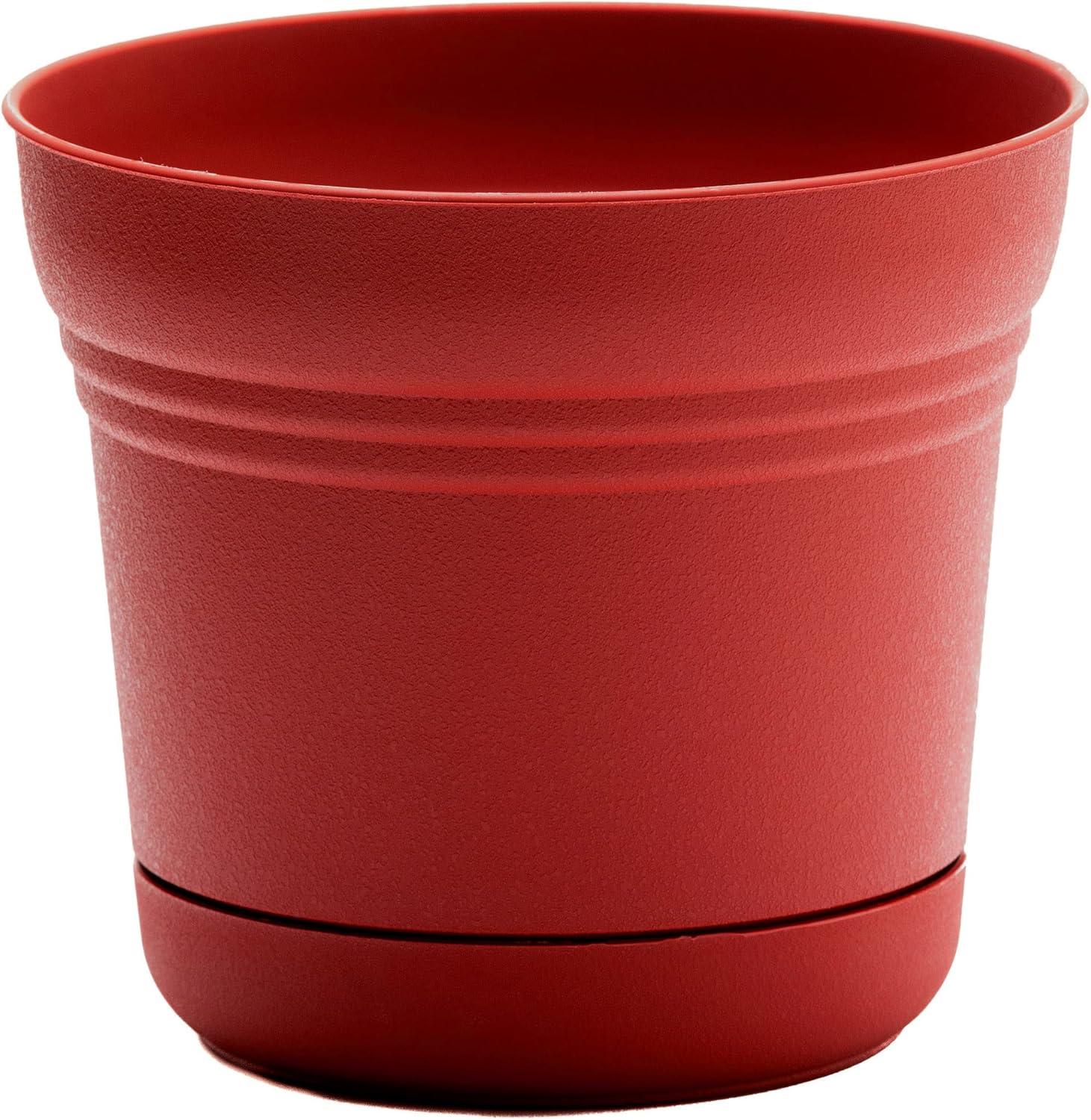 Saturn 10" Burnt Red Round Self-Draining Planter with Saucer