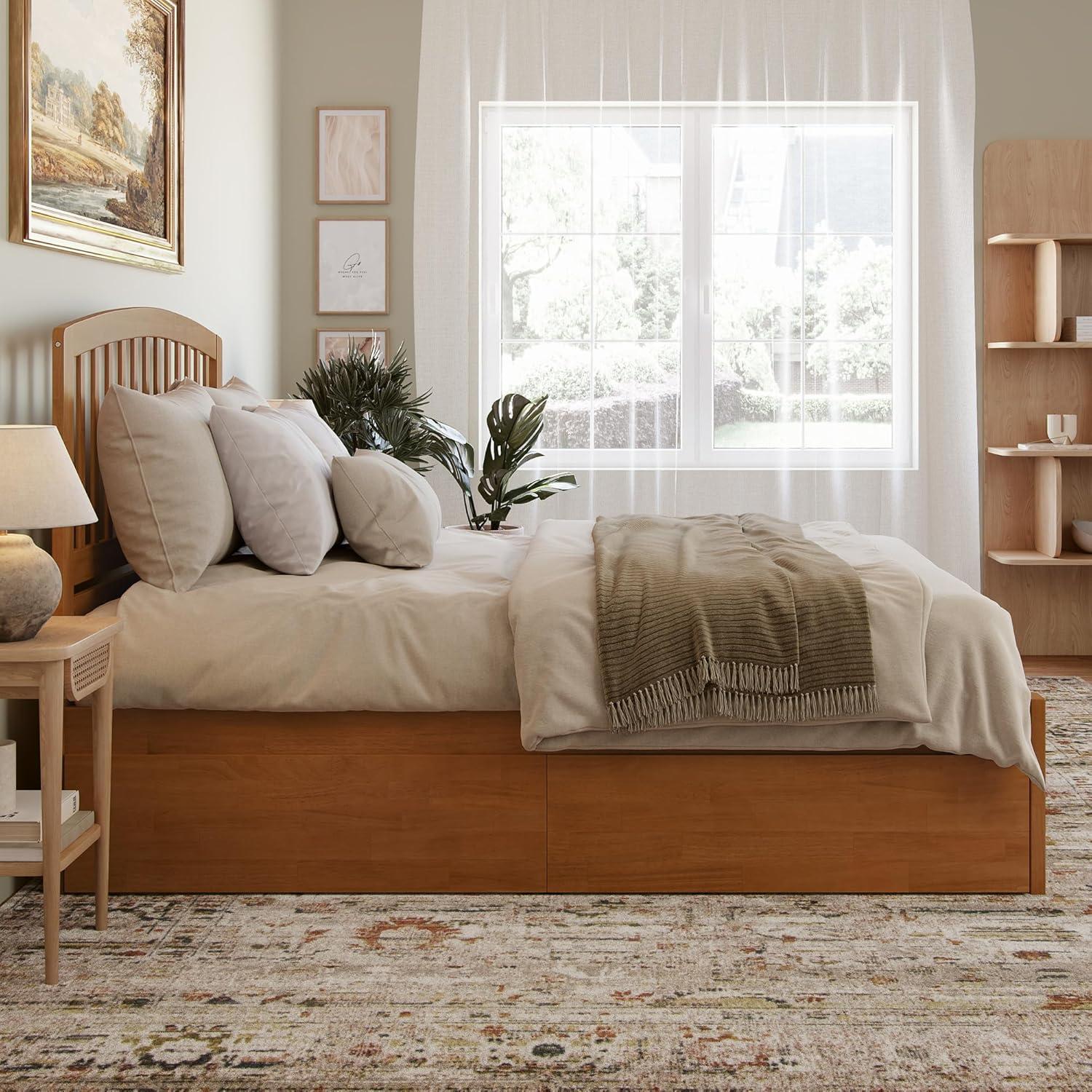 Solid Wood Platform Storage Bed