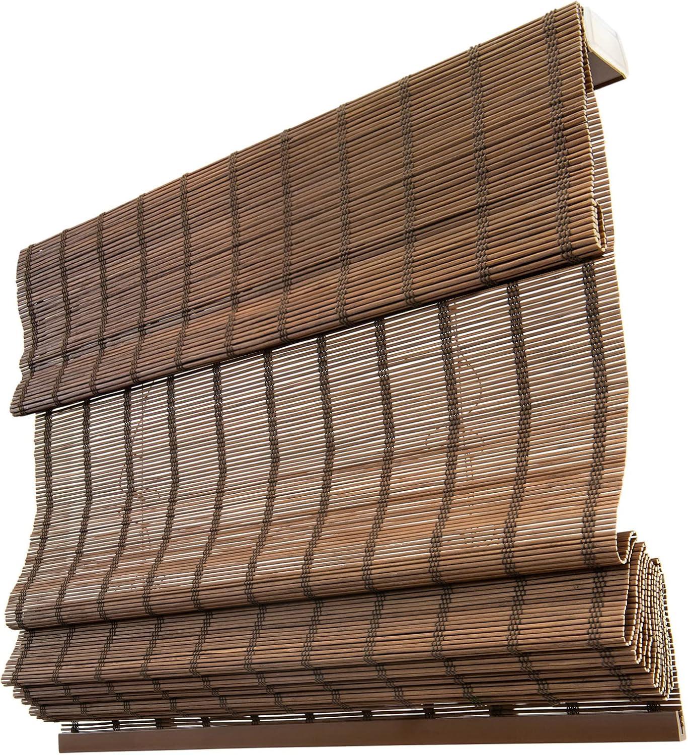 32"x64" Chicology Light Filtering Bamboo Roman Shade Bear Brown