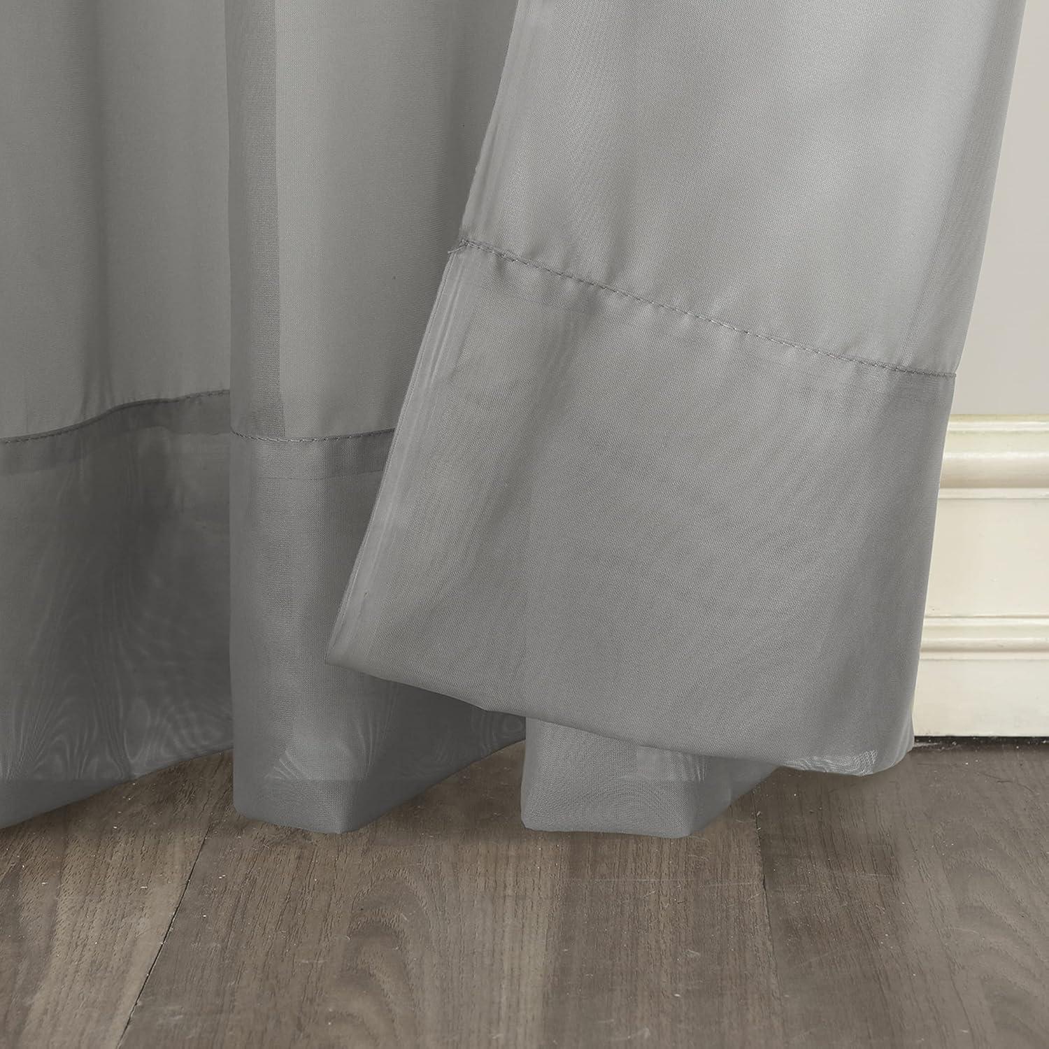 84"x59" Emily Sheer Voile Rod Pocket Curtain Panel Charcoal - No. 918