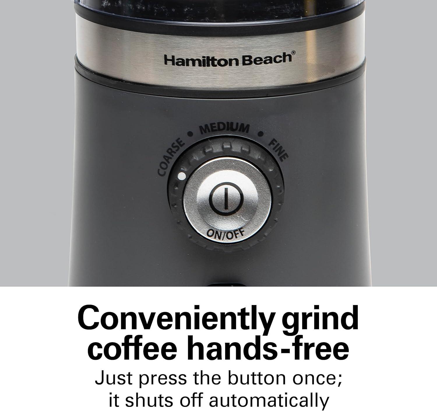 Hamilton Beach Gray Electric Coffee Grinder with Adjustable Grind