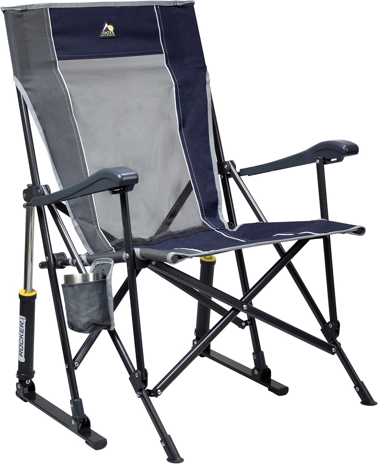 GCI Outdoor RoadTrip Rocker Foldable Rocking Camp Chair, Midnight