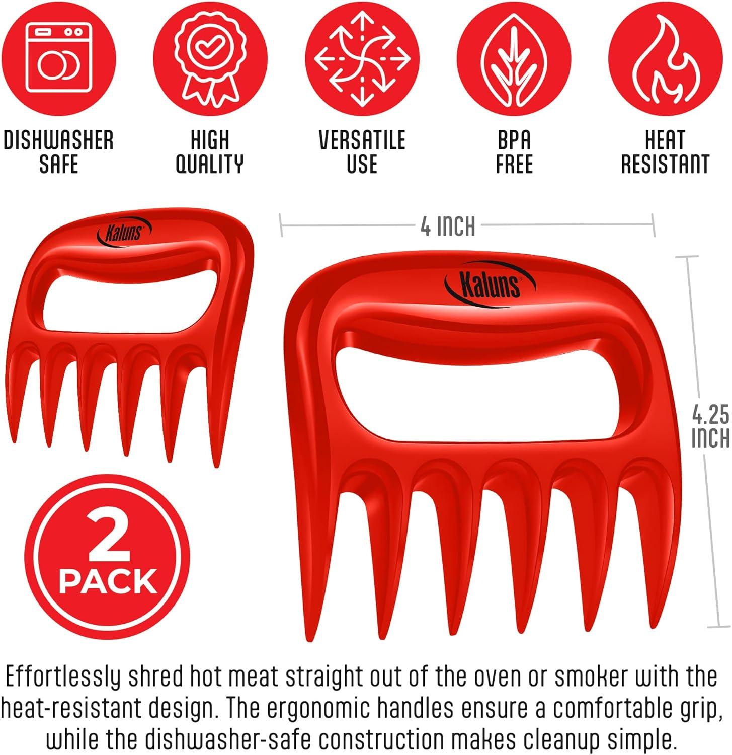Kaluns Meat Claws Chicken Shredder Tool Kitchen Gadget BBQ Accessories, Red