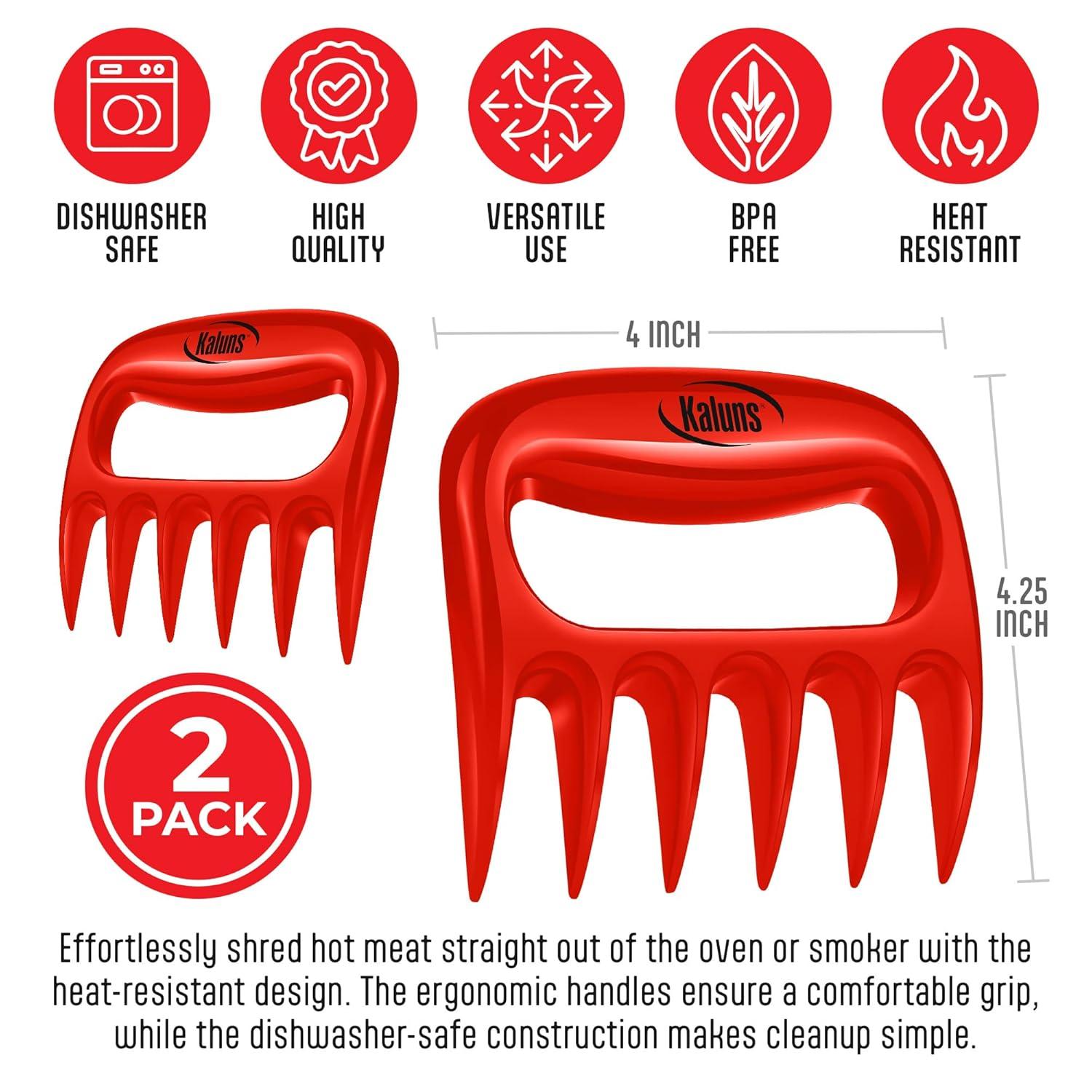 Kaluns Meat Claws Chicken Shredder Tool Kitchen Gadget BBQ Accessories, Red