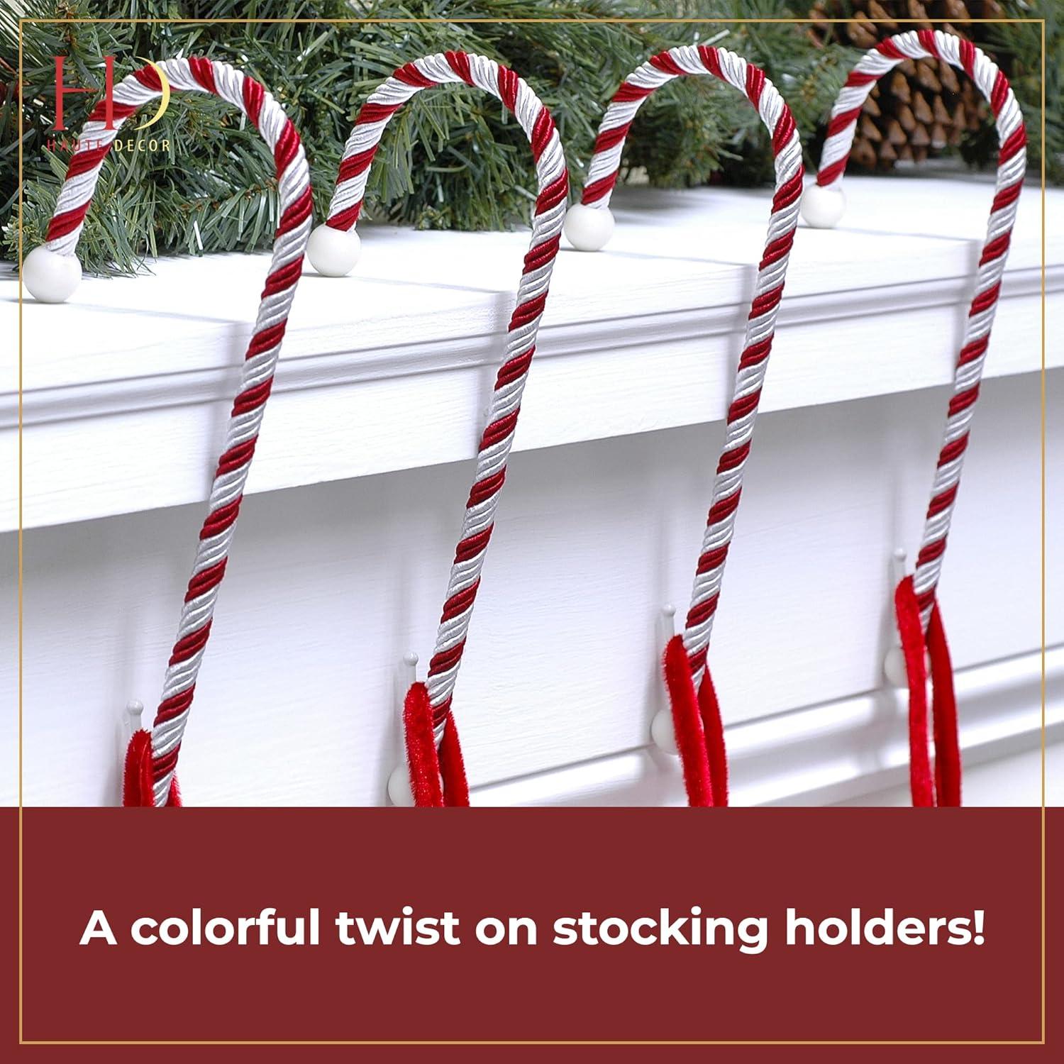 Haute Decor 4ct Candy Cane Christmas Stocking Holders