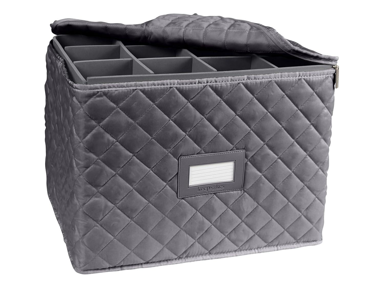 Covermates Keepsakes - Adjustable Glassware Storage - Padded Protection - ID Window - Stain Resistant - Machine Washable - China Storage, Slate