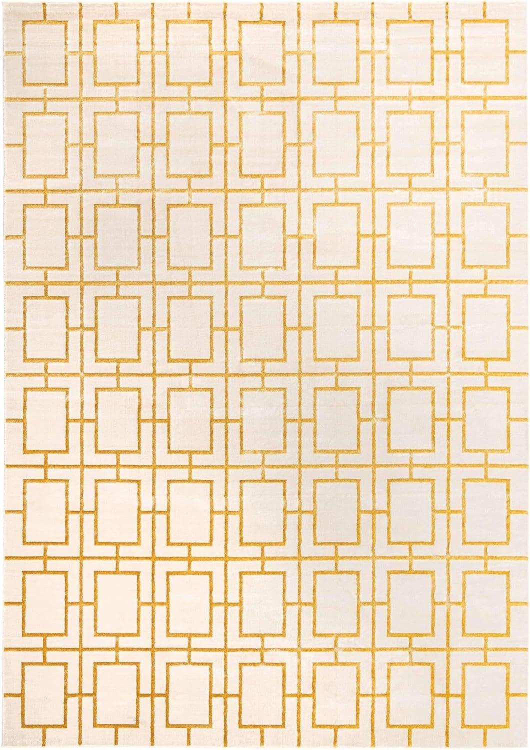 Rugs.com Marilyn Monroe™ Glam Trellis Collection Rug – 10' x 14' White Gold Medium Rug Perfect For Living Rooms, Large Dining Rooms, Open Floorplans