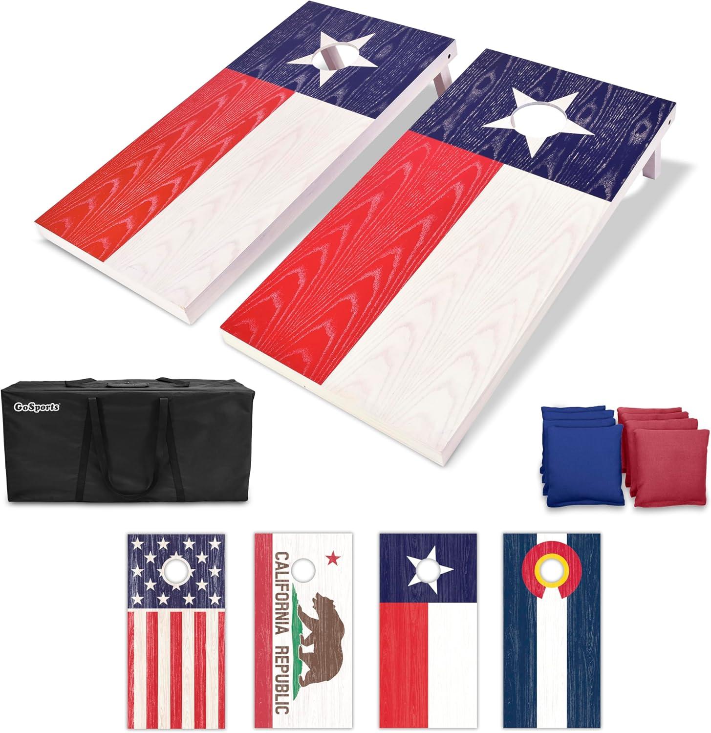 Texas Flag Design Wooden Cornhole Set with Bean Bags and Case