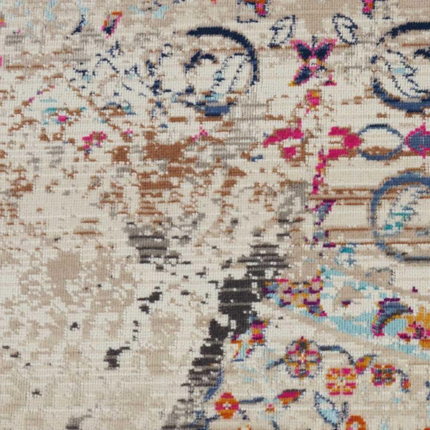 Nourison Vintage Kashan VKA02 Ivory/Light Blue/Orange Indoor Area Rug - 6' x ROUND