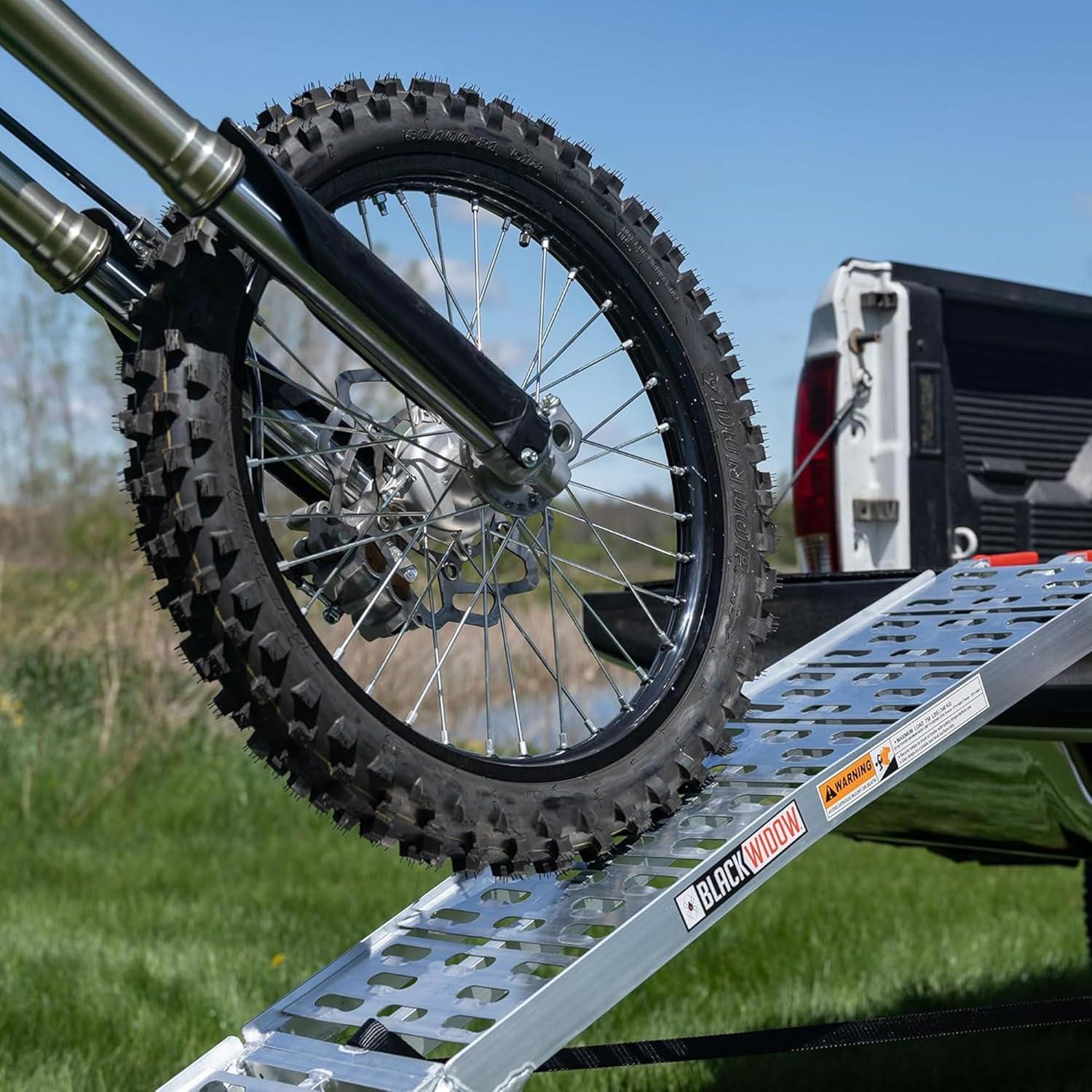 Black Widow Black Widow Aluminum Folding Motorcycle Ramp Arched Plate, Single Runner, Silver