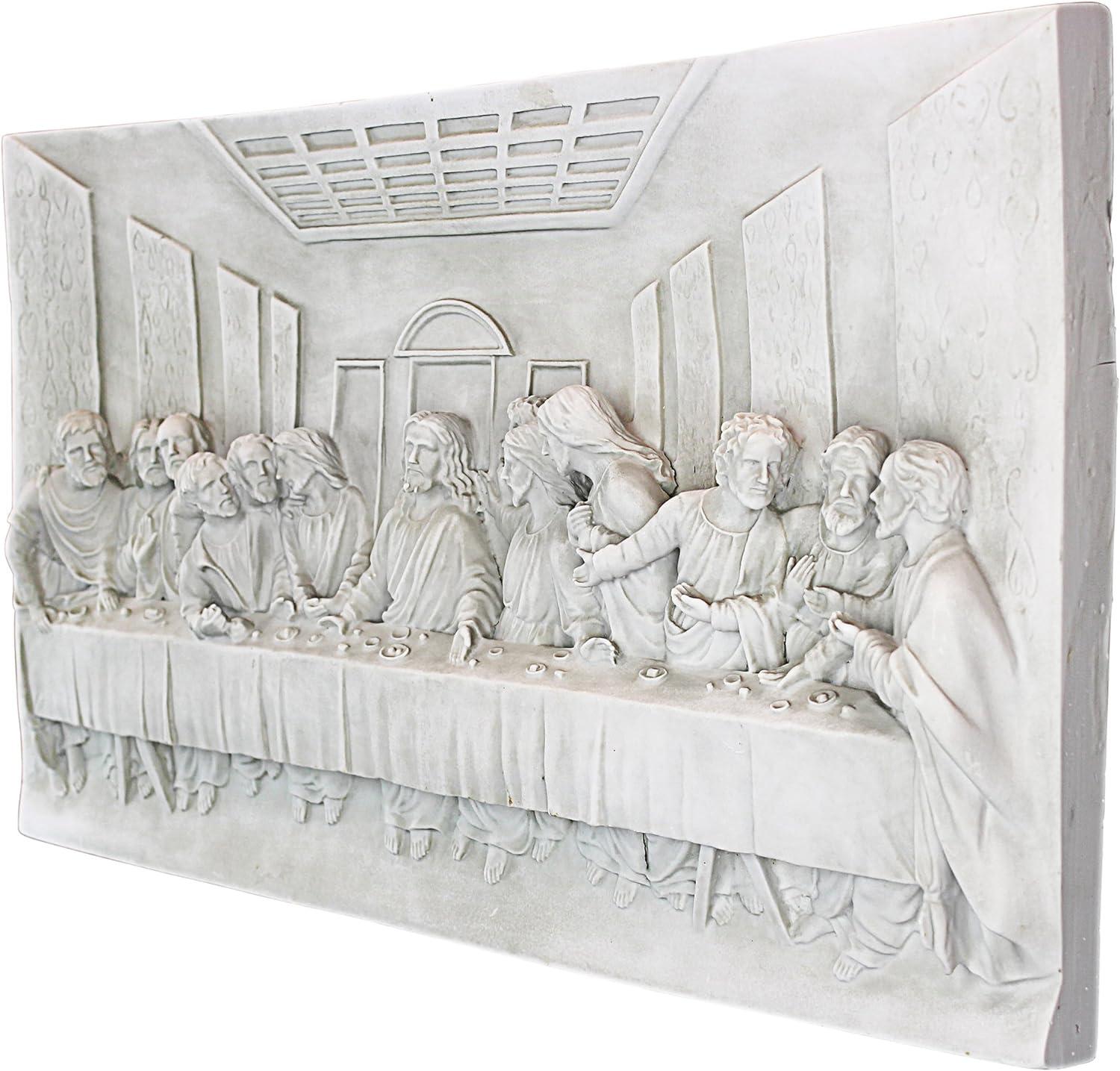 Antique White Resin Last Supper Wall Sculpture