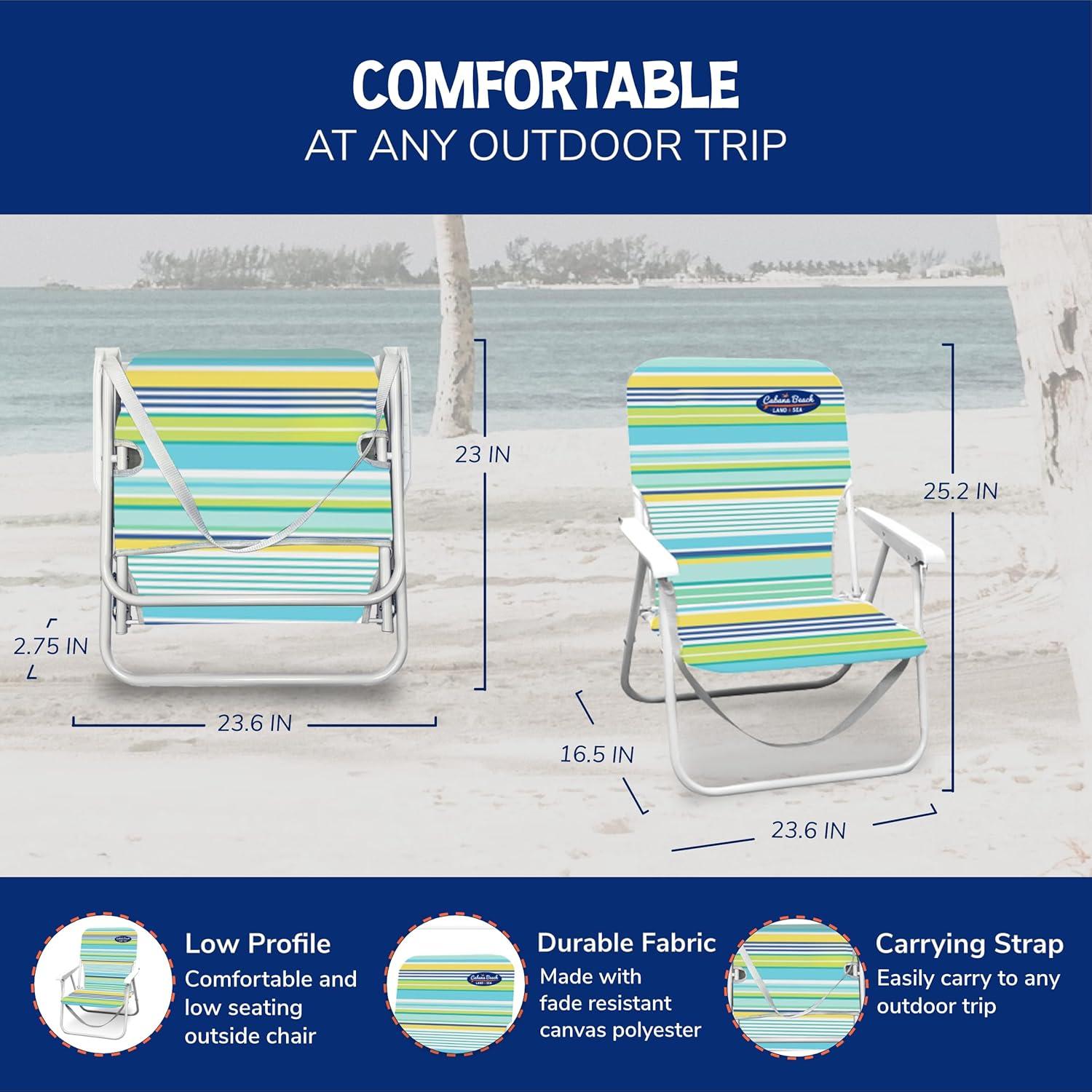 Cool Multi Stripe Steel Frame Folding Beach Chair with Armrests