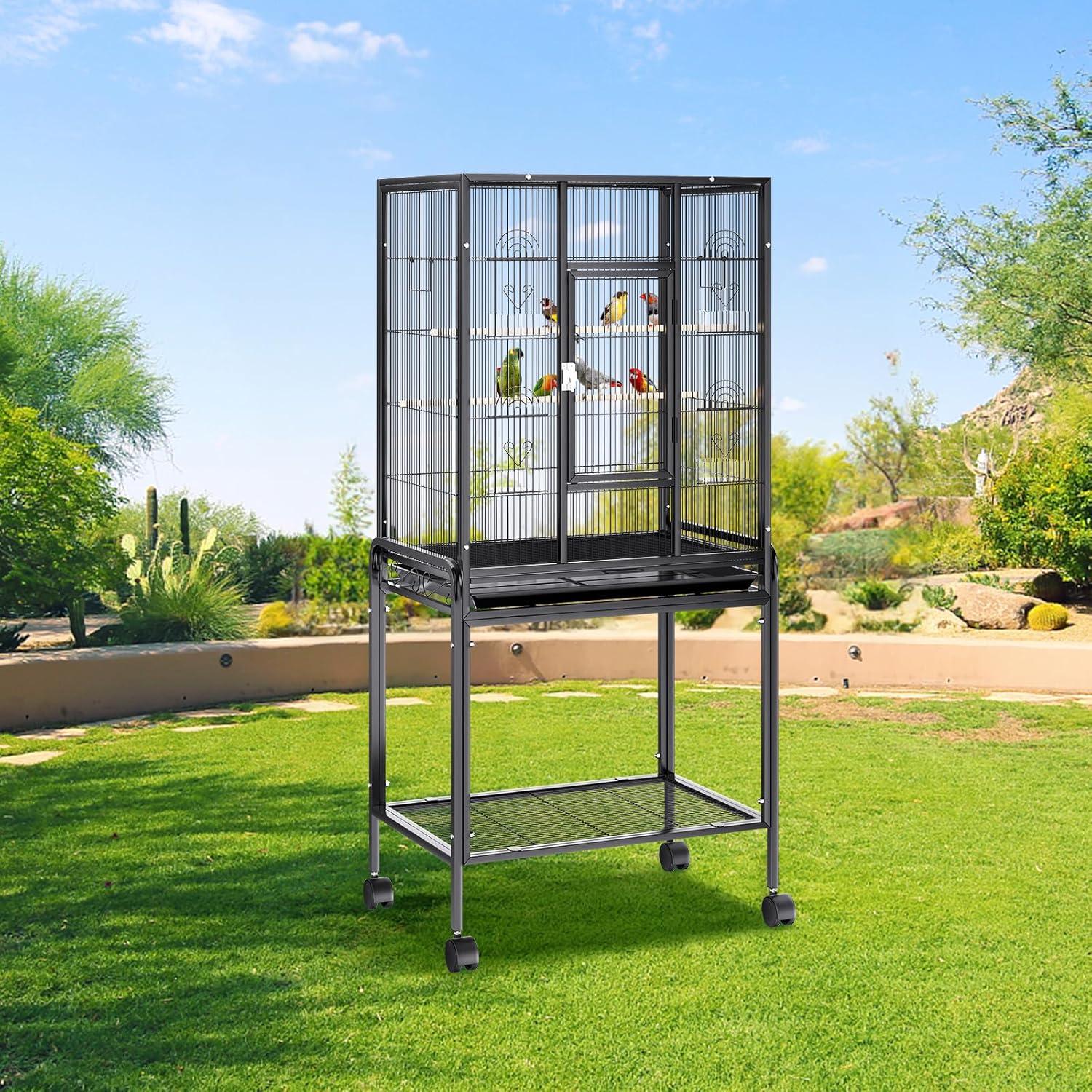 VEVOR Carbon Steel Flight Bird Cage for Parakeets, Cockatiels, Parrots 25*17*53inches